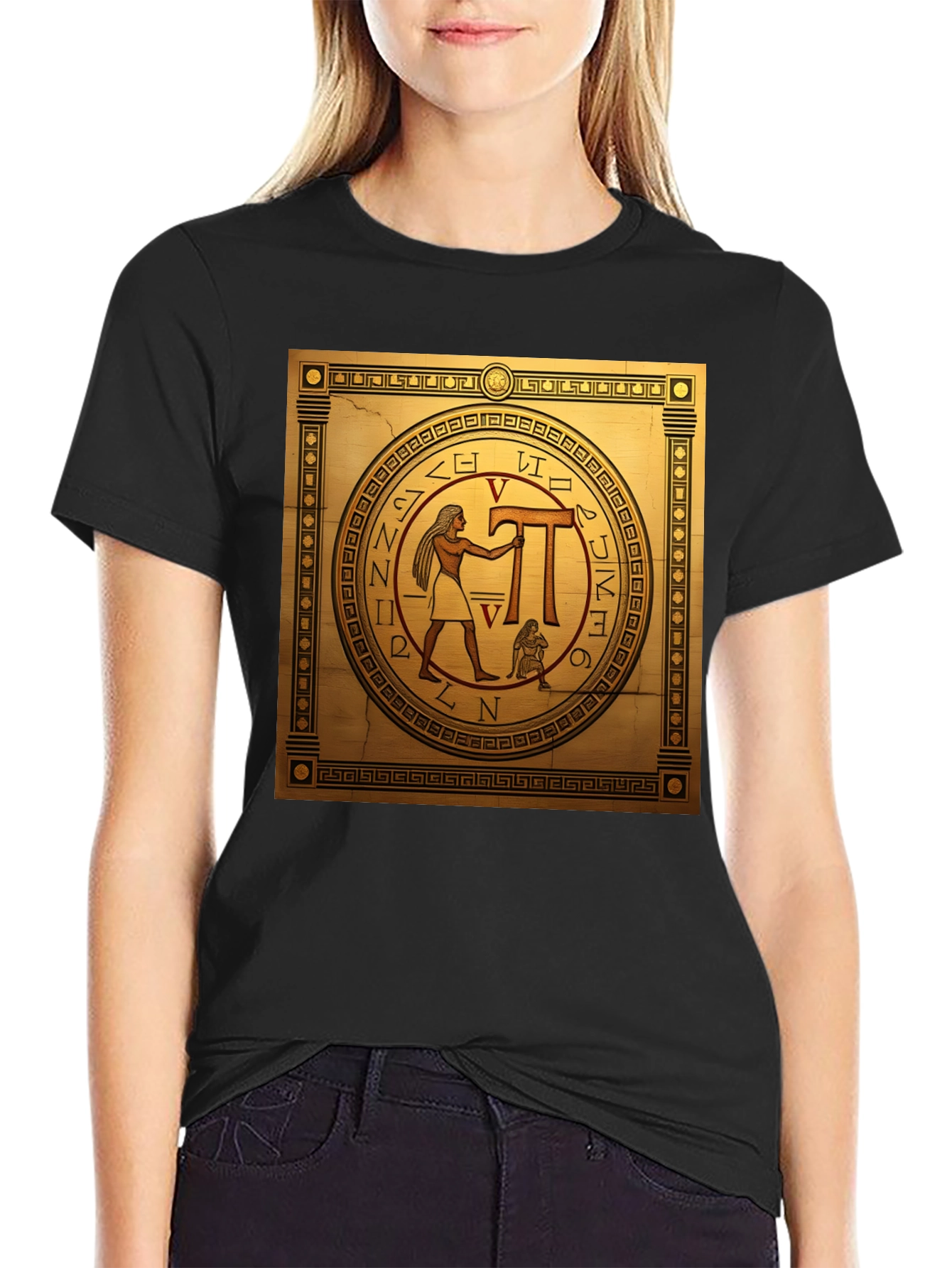 Egyptian T-Shirt - Anubis & Hieroglyphs Design