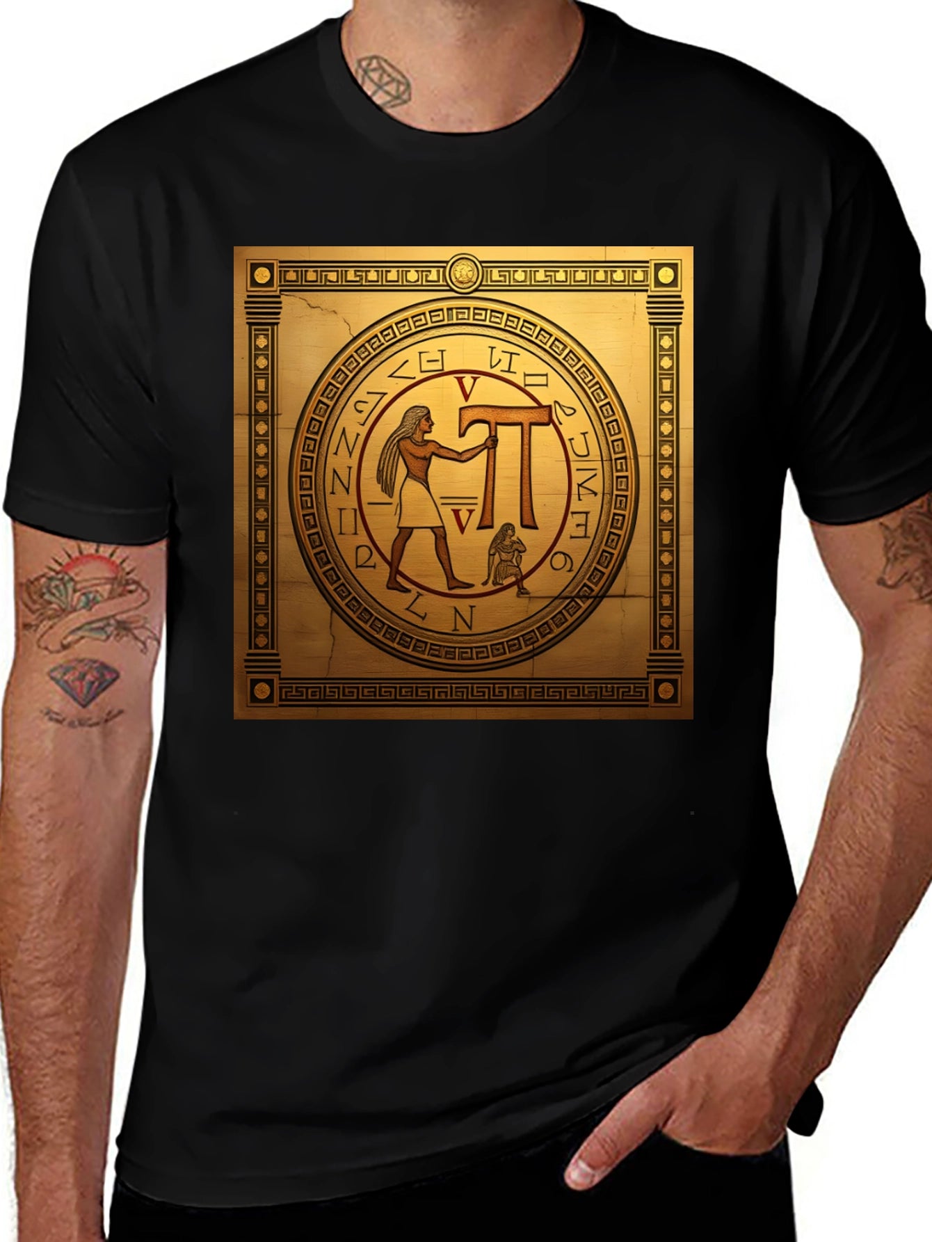 Egyptian T-Shirt - Anubis & Hieroglyphs Design