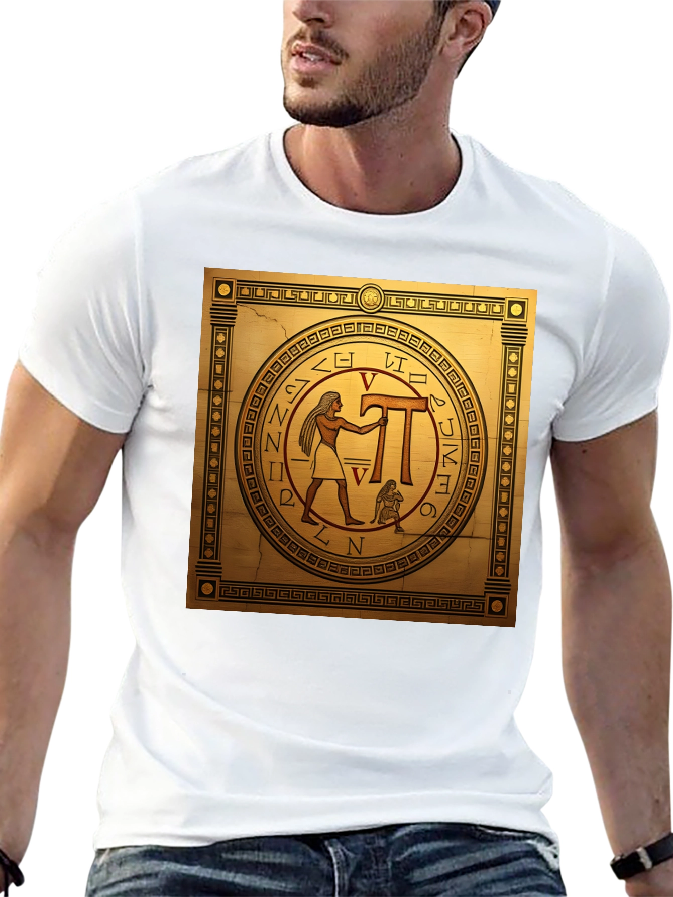 Egyptian T-Shirt - Anubis & Hieroglyphs Design