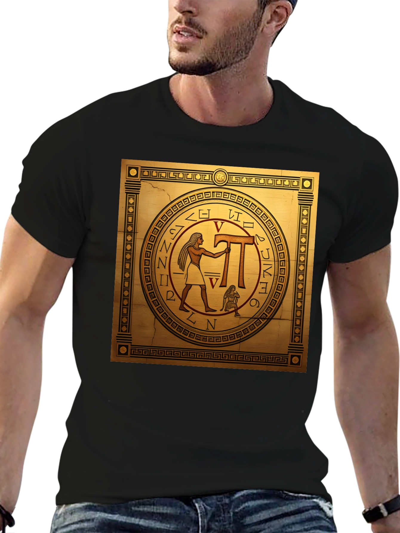 Egyptian T-Shirt - Anubis & Hieroglyphs Design