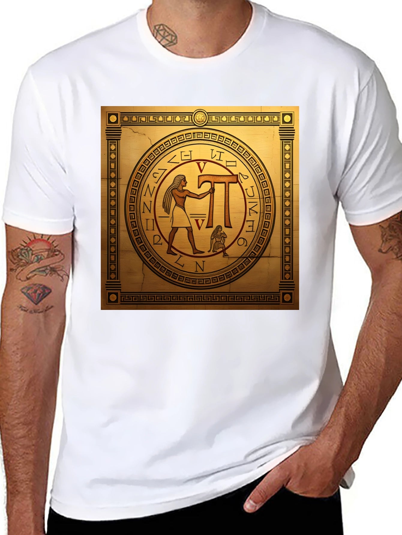 Egyptian T-Shirt - Anubis & Hieroglyphs Design