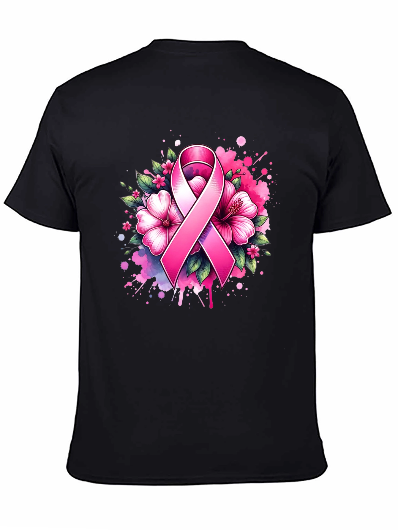 Breast Cancer Awareness Ribbon Floral T-Shirt