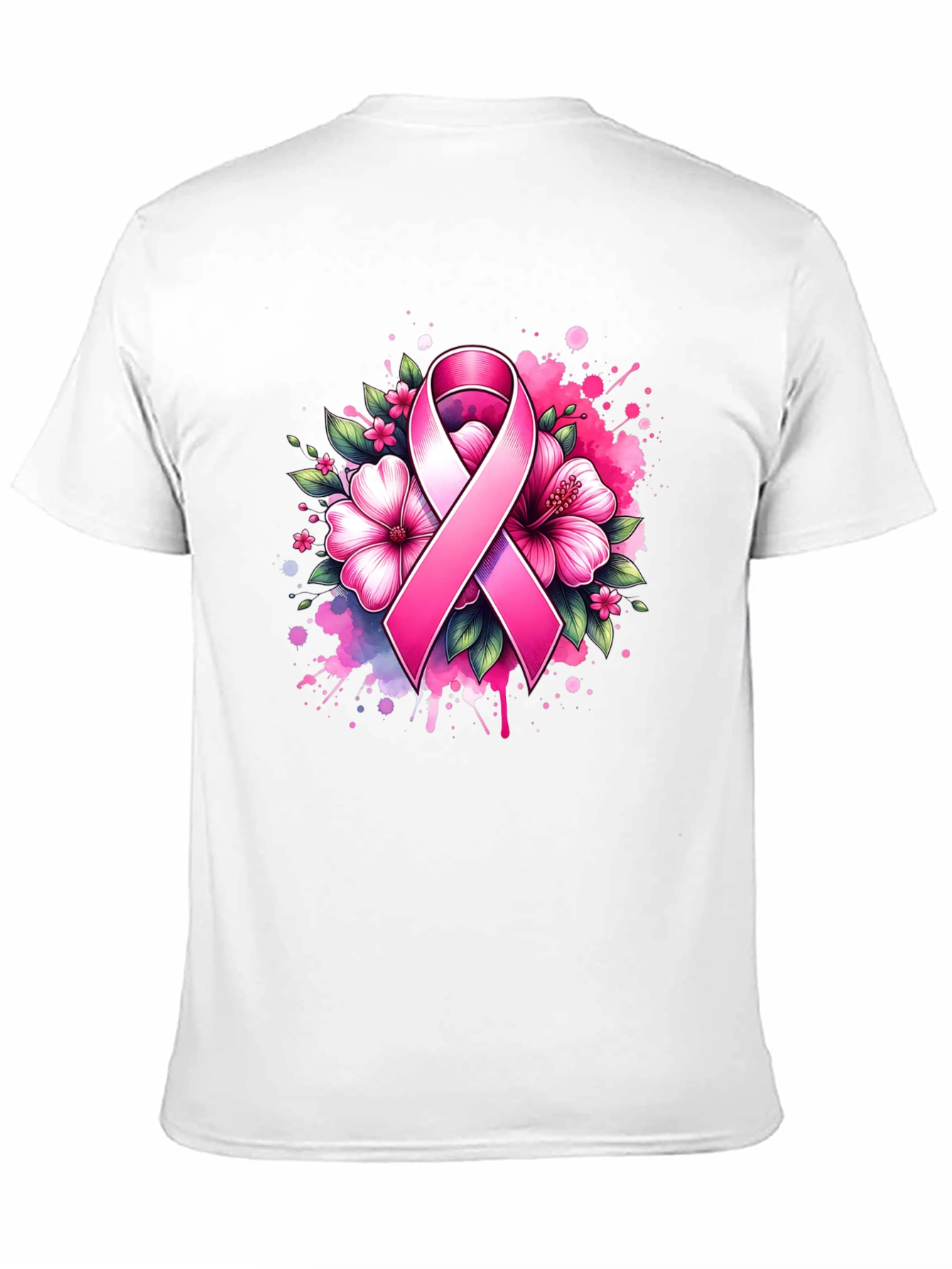 Breast Cancer Awareness Ribbon Floral T-Shirt
