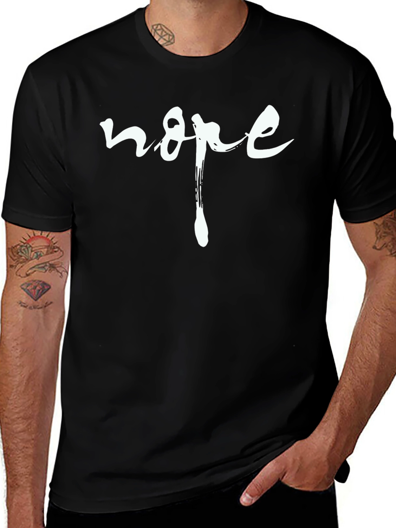 Nope Graphic Tee - Black Crew Neck Cotton T-Shirt