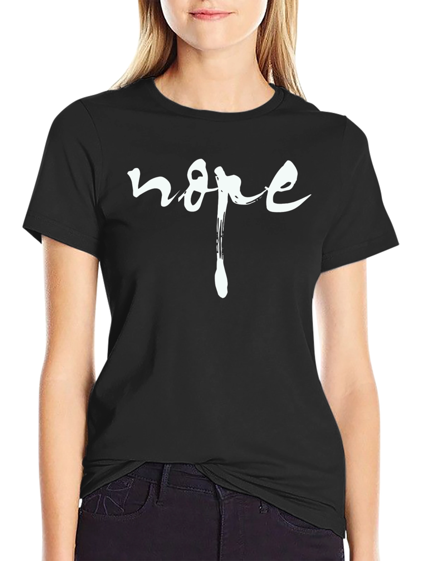 Nope Graphic Tee - Black Crew Neck Cotton T-Shirt