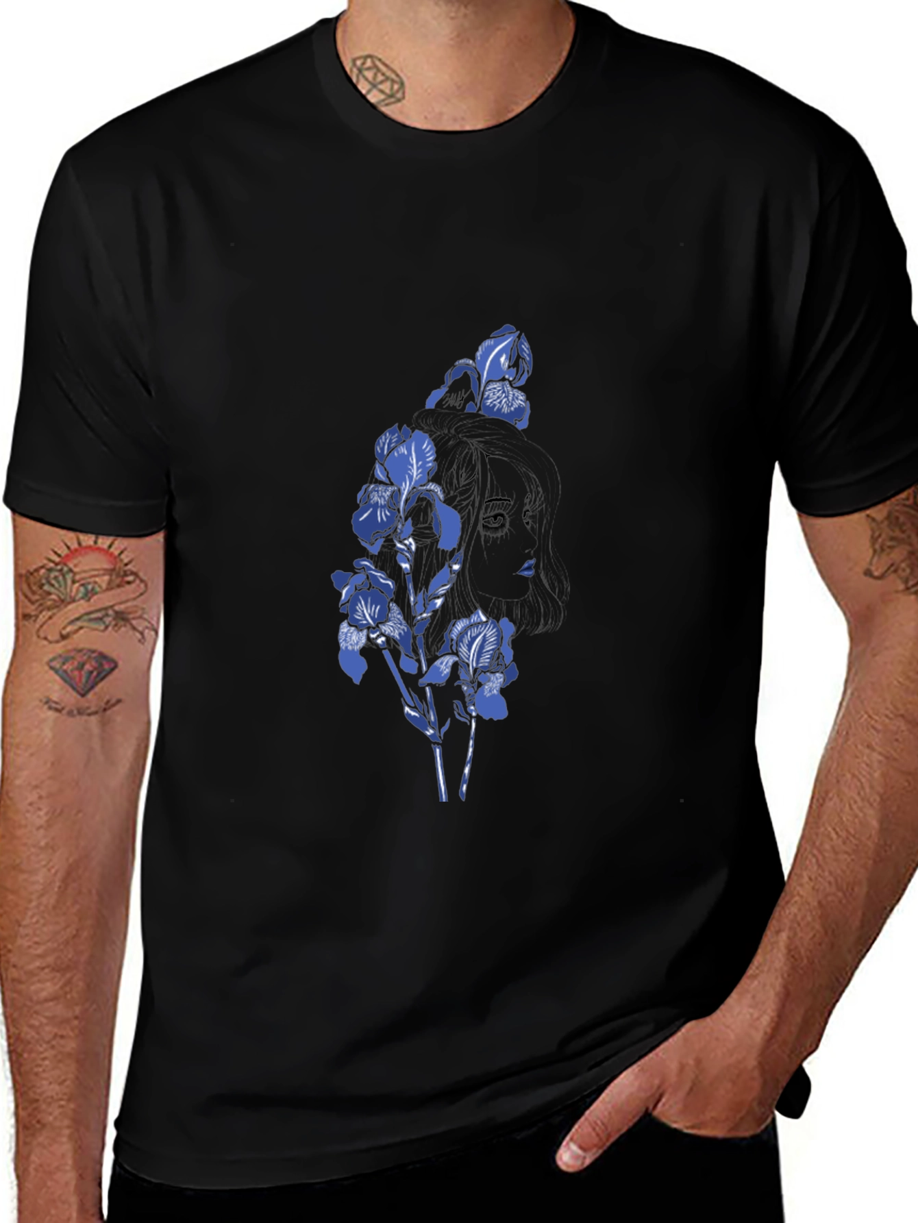 Floral Silhouette Tee - Black Graphic T-Shirt