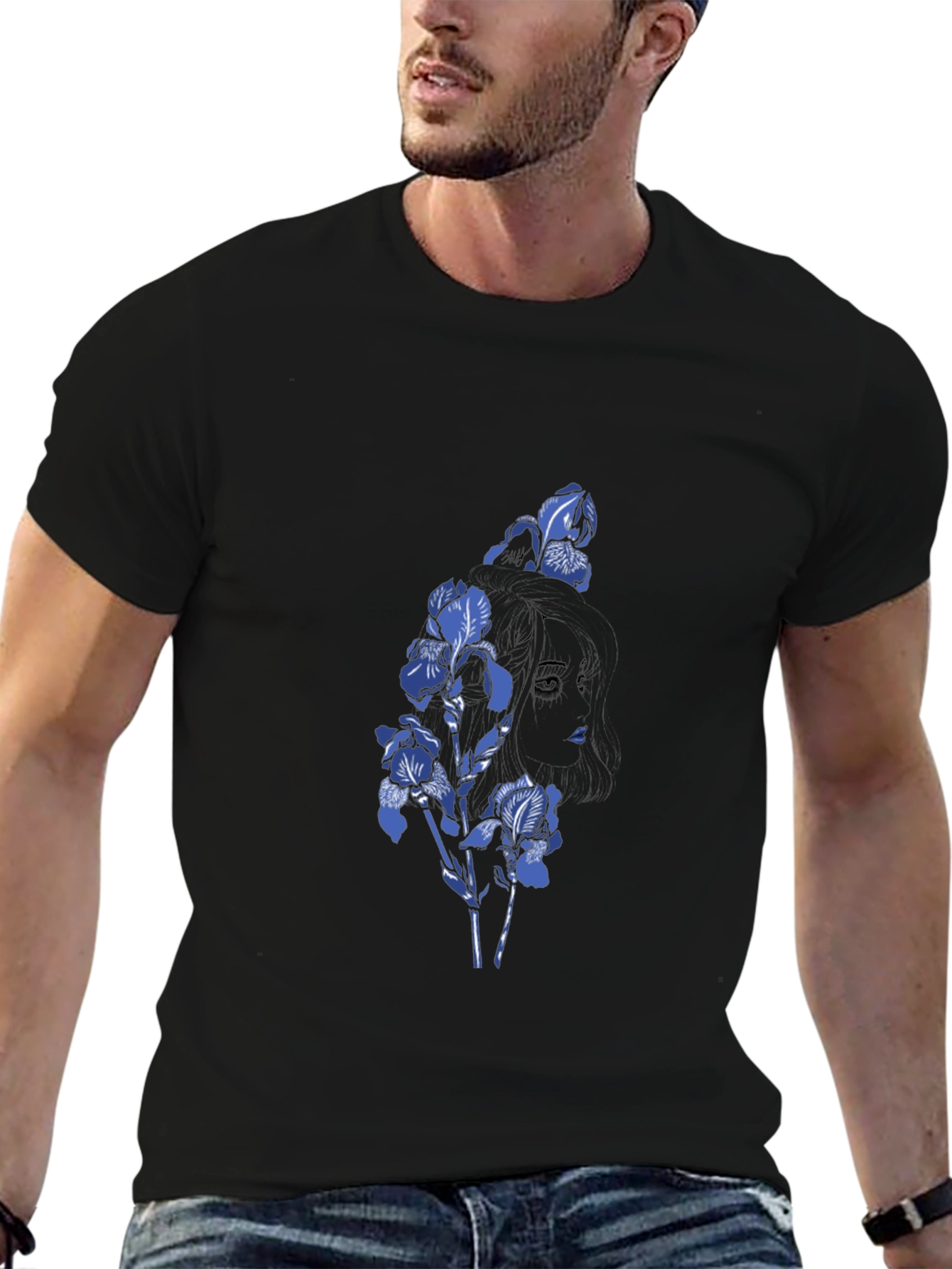 Floral Silhouette Tee - Black Graphic T-Shirt