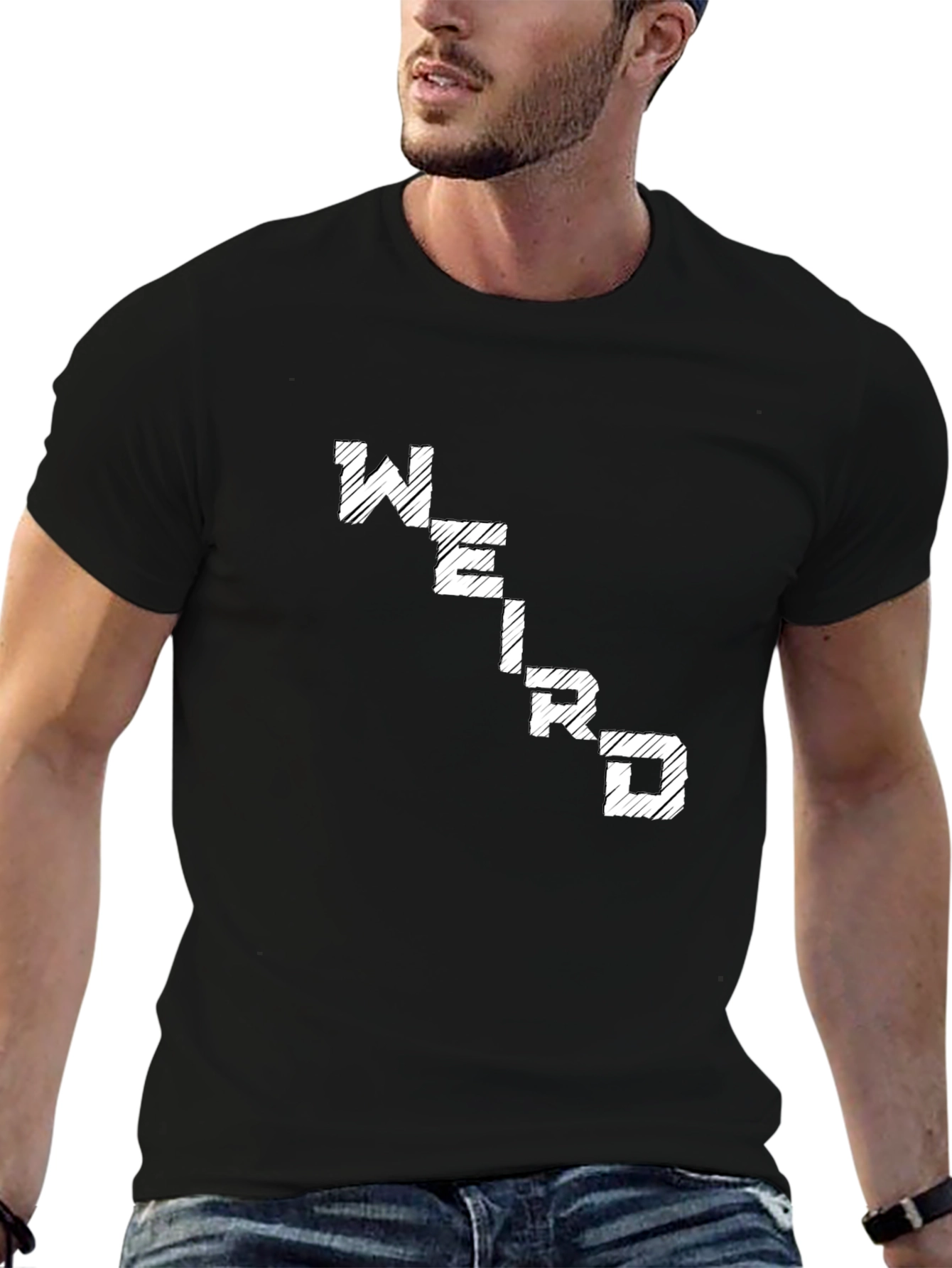 Weird Graphic Tee - Comfortable Black Cotton T-Shirt