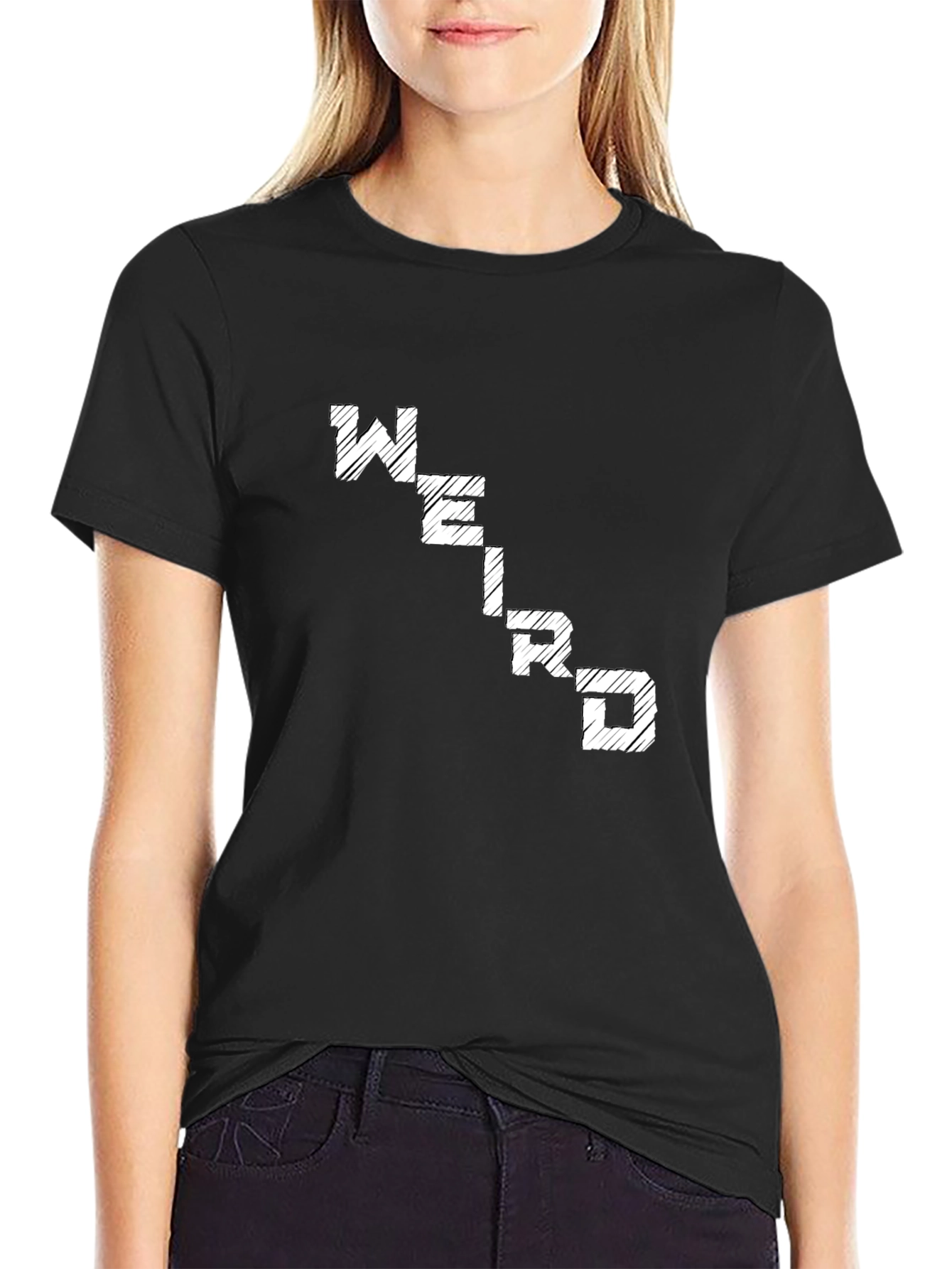 Weird Graphic Tee - Comfortable Black Cotton T-Shirt