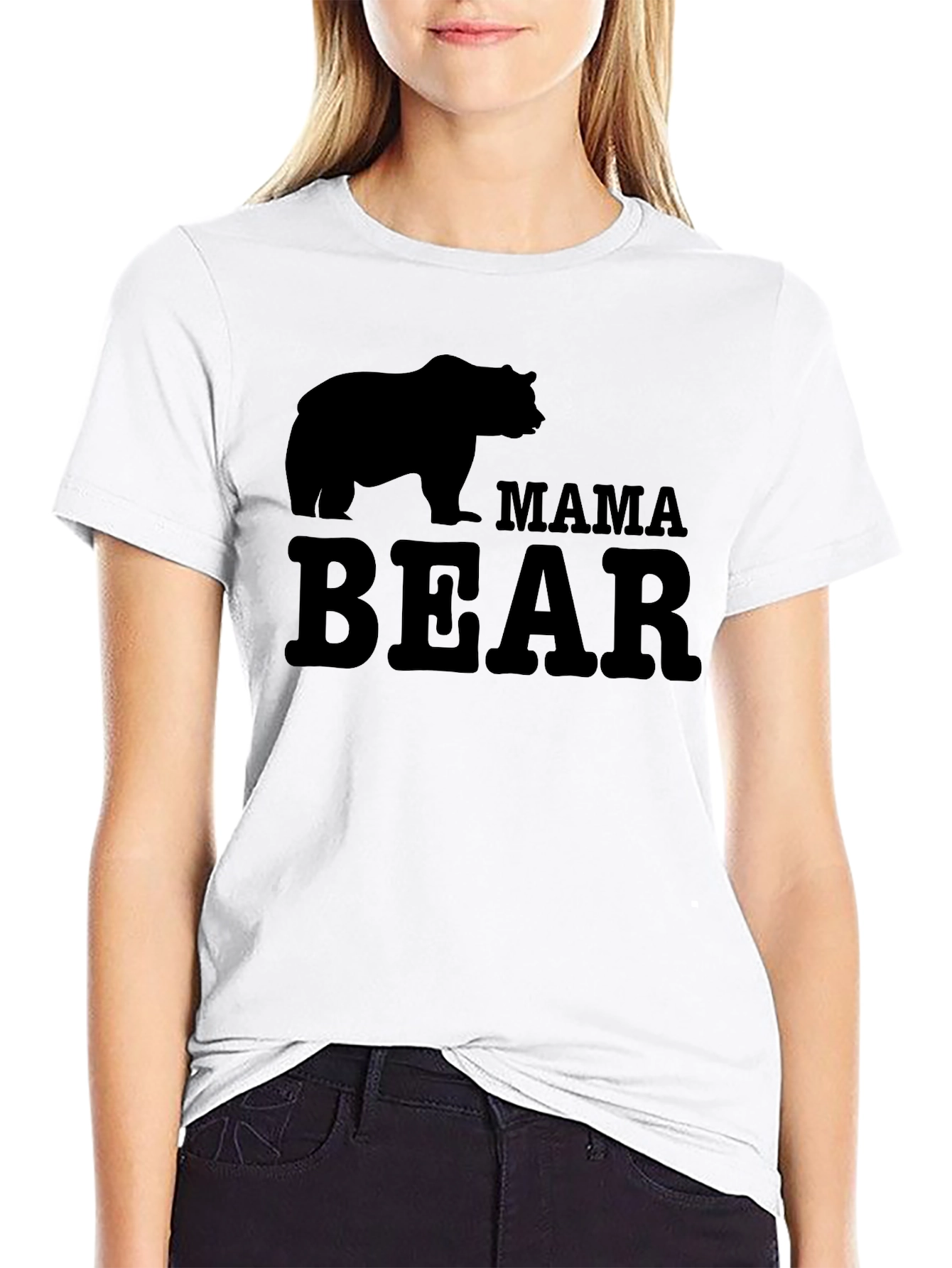Mama Bear Graphic T-Shirt - Black Crew Neck