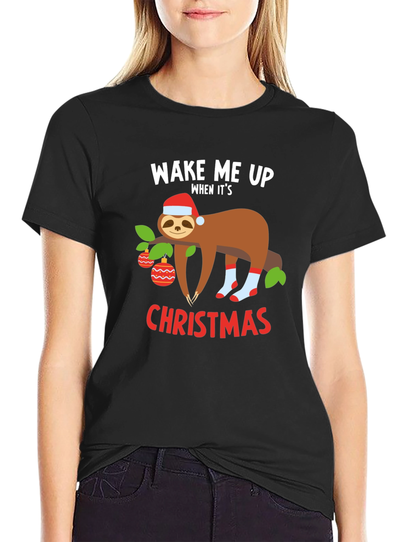 Wake Me Up When Its Christmas Sloth T-Shirt
