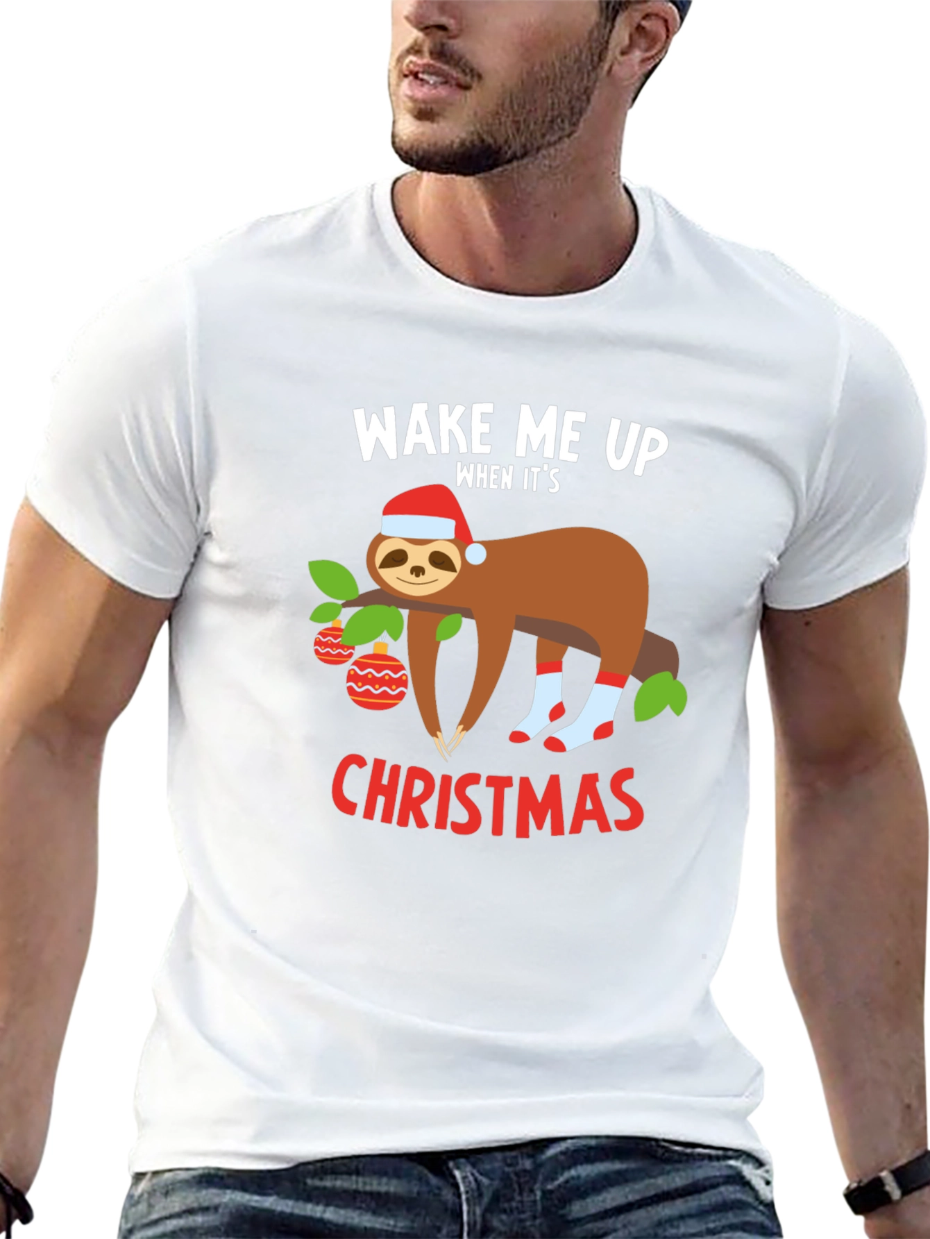 Wake Me Up When Its Christmas Sloth T-Shirt