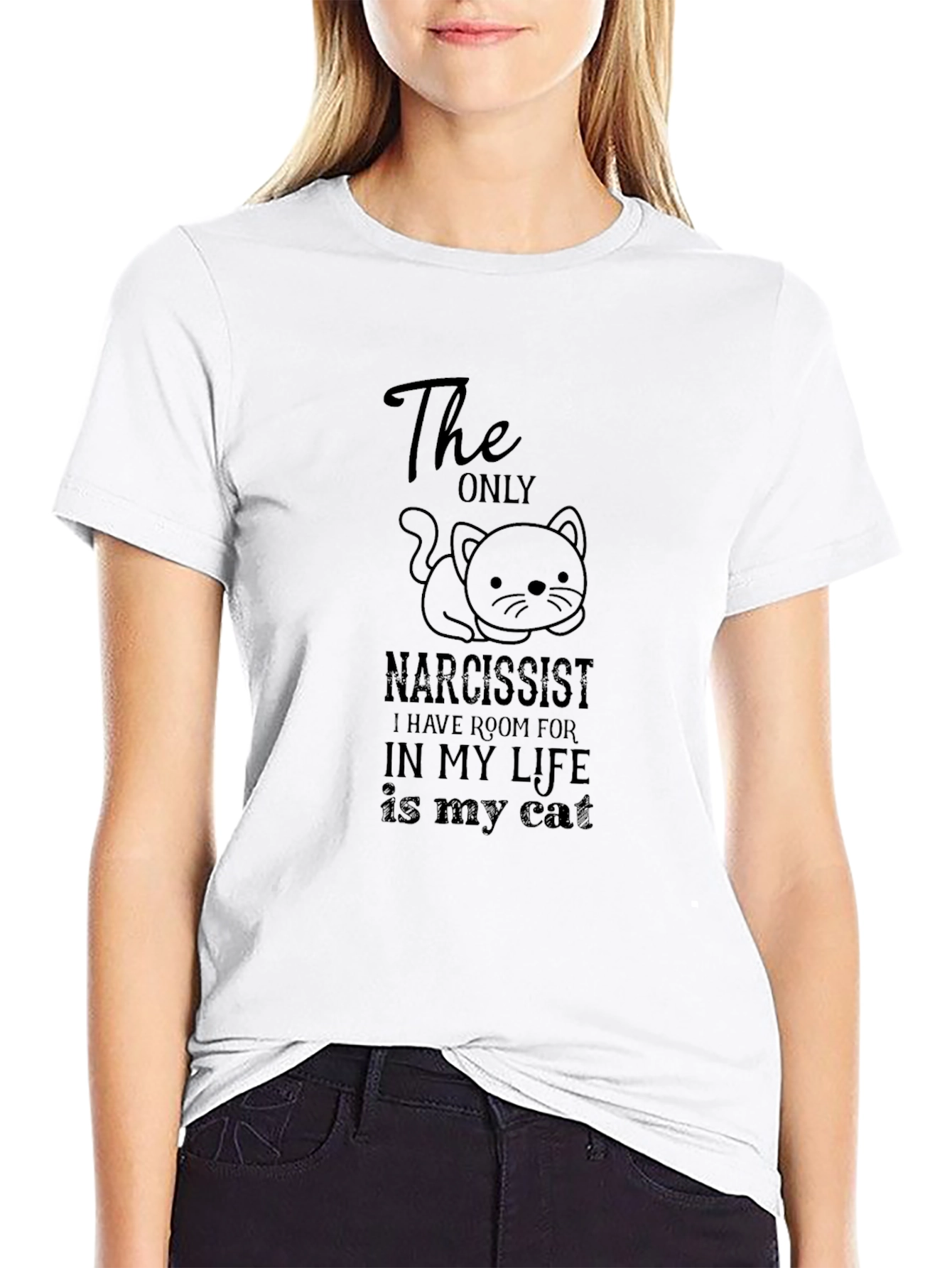 Narcissist Cat T-Shirt - Black Novelty Tee