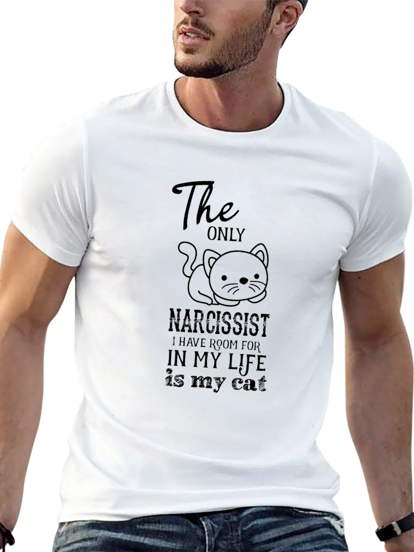 Narcissist Cat T-Shirt - Black Novelty Tee