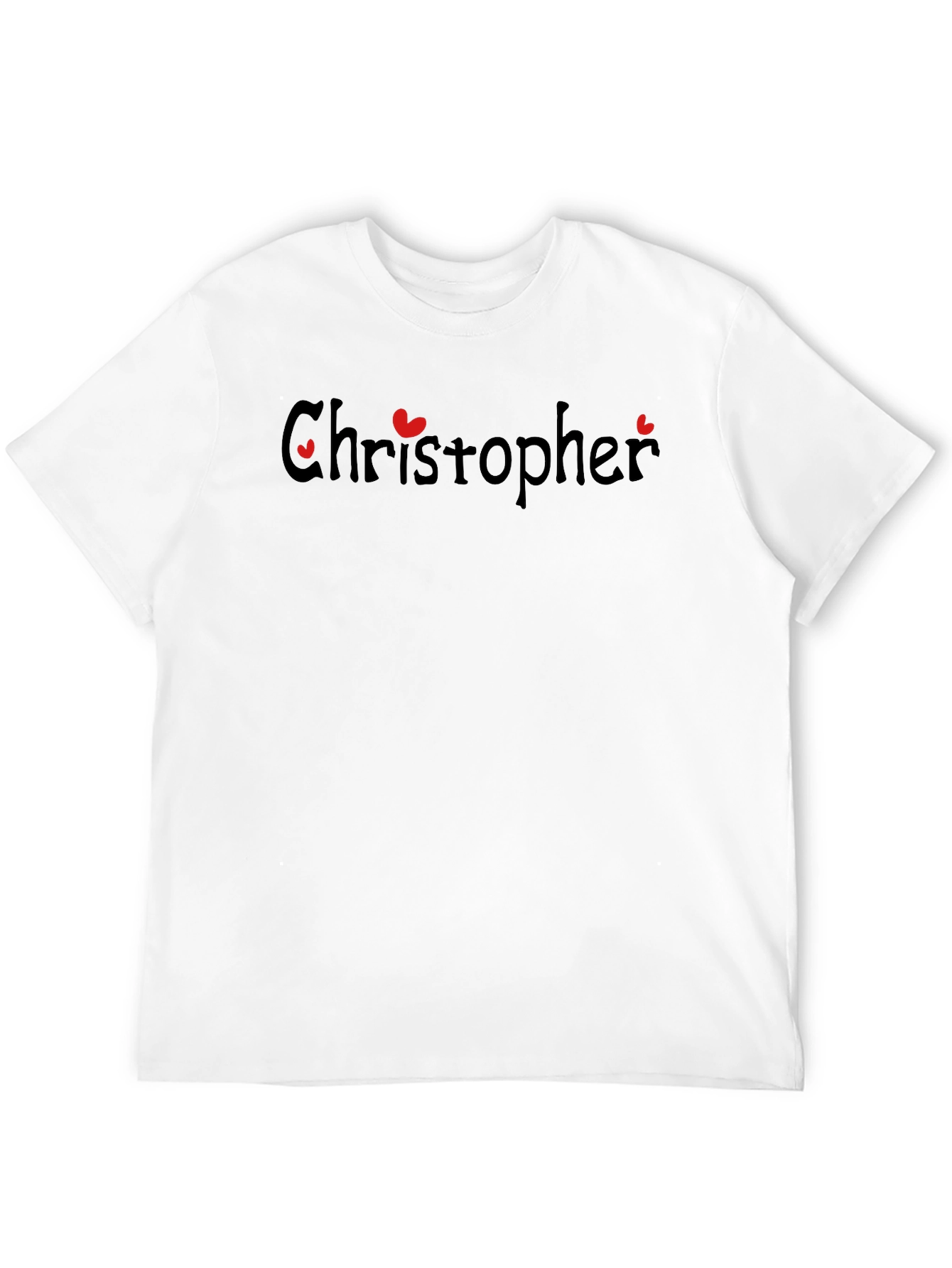 Personalized Christopher Heart Graphic Black T-Shirt