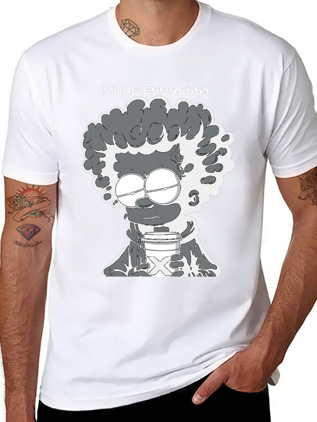 More Espressy Cartoon Graphic Black T-Shirt