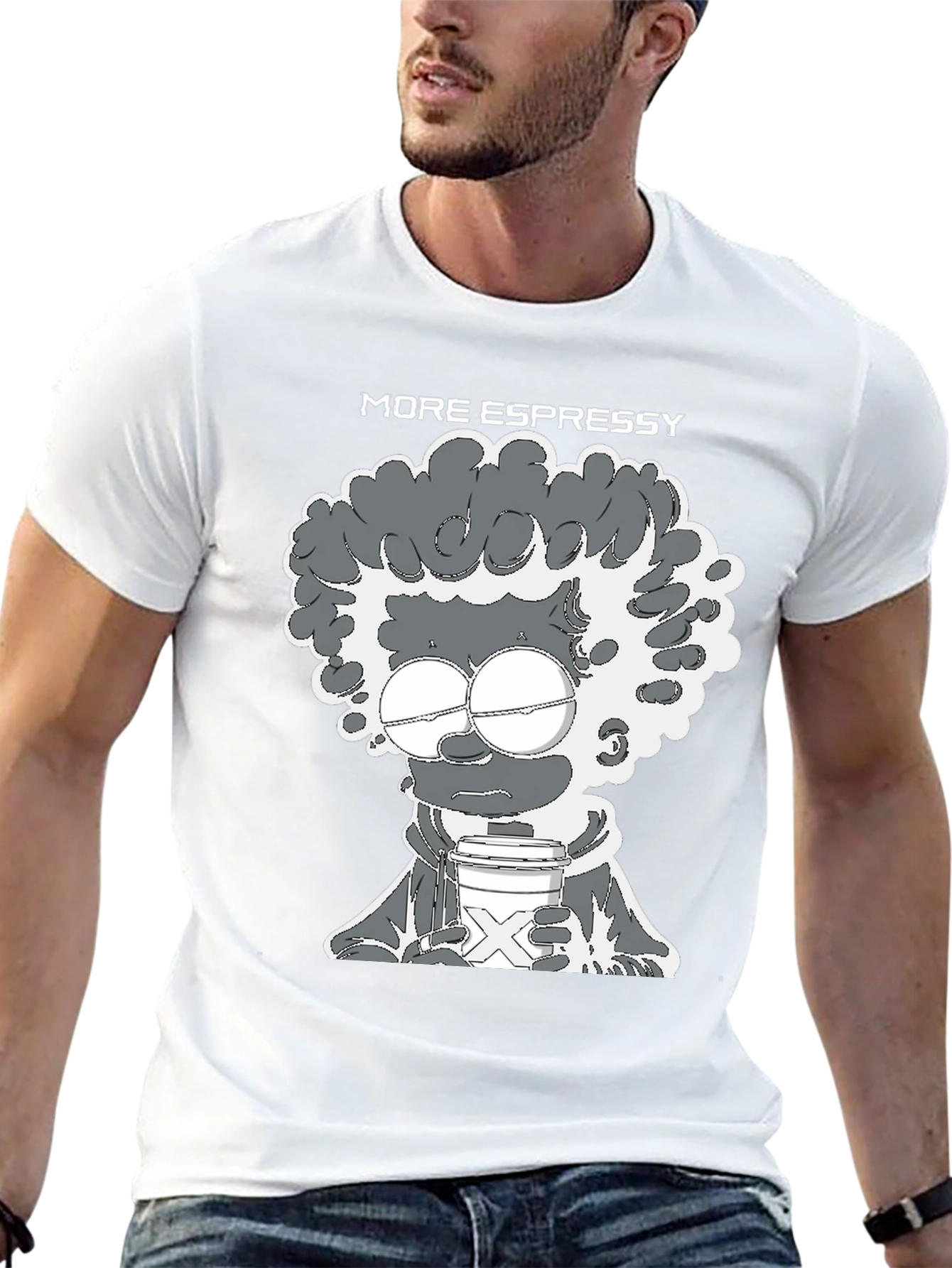 More Espressy Cartoon Graphic Black T-Shirt