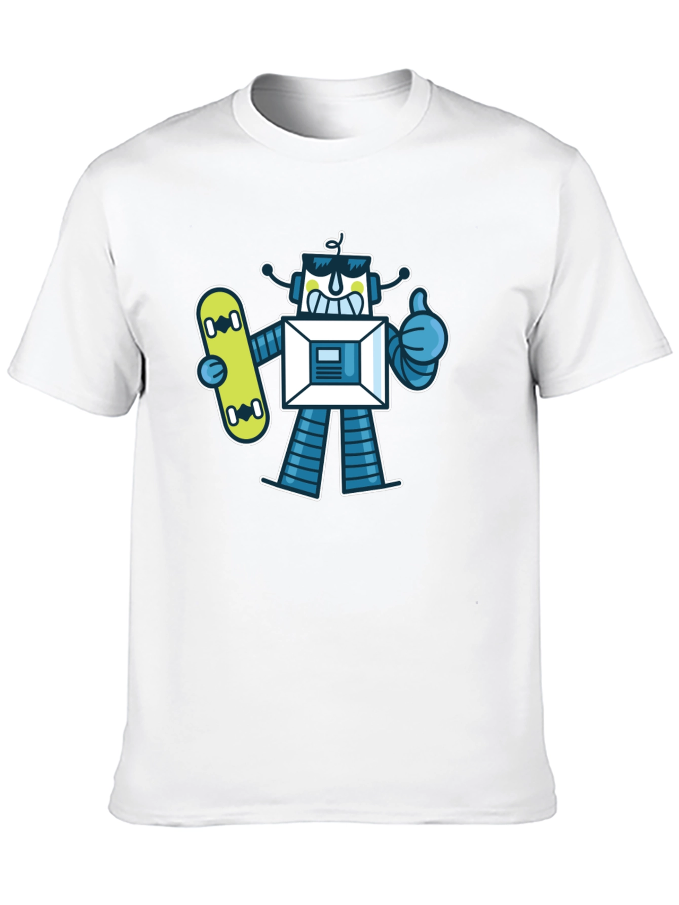 Cool Robot Skateboarder Graphic Tee - Black