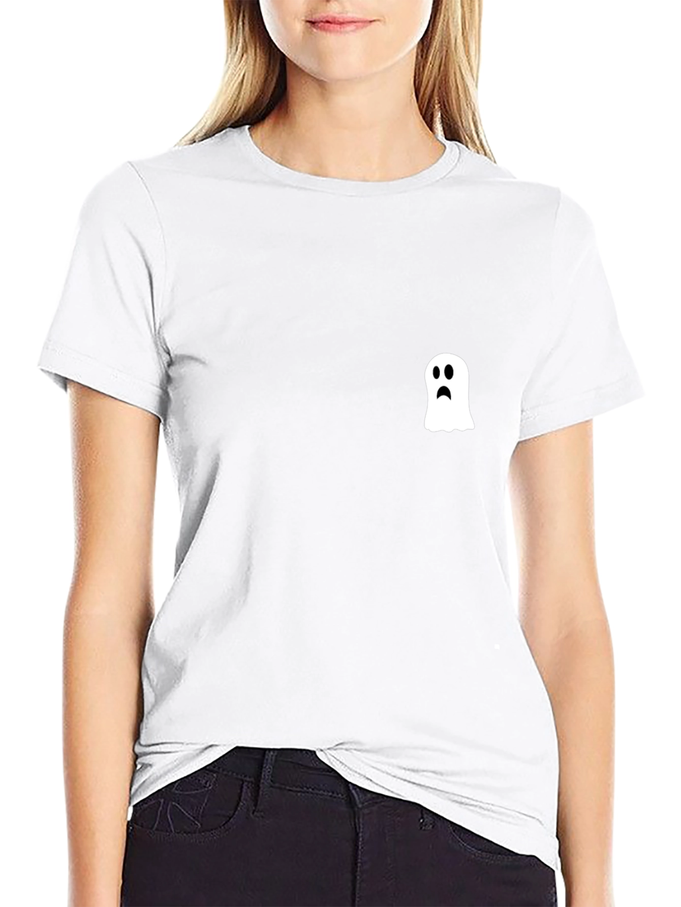Sad Ghost Graphic Black T-Shirt