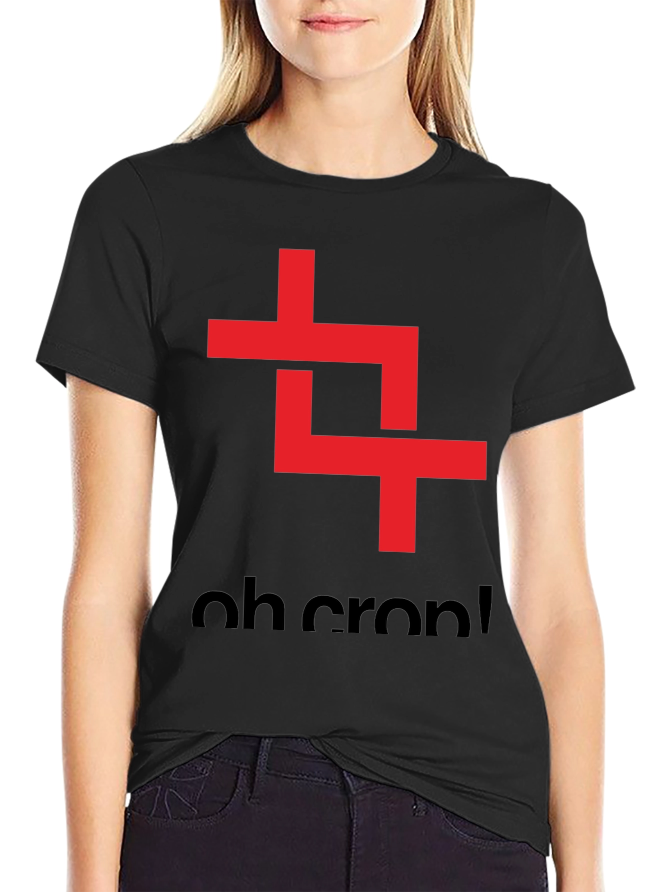 Oh Crop! Graphic Tee - Black Cotton T-Shirt