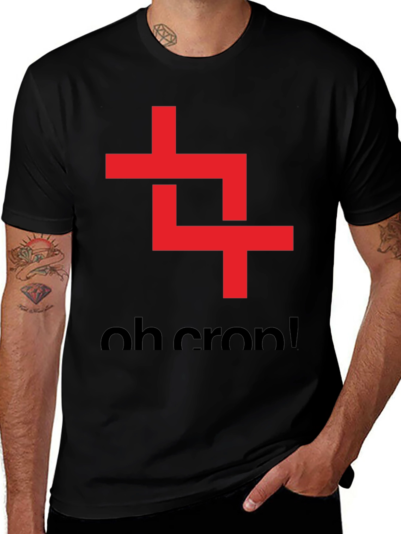 Oh Crop! Graphic Tee - Black Cotton T-Shirt