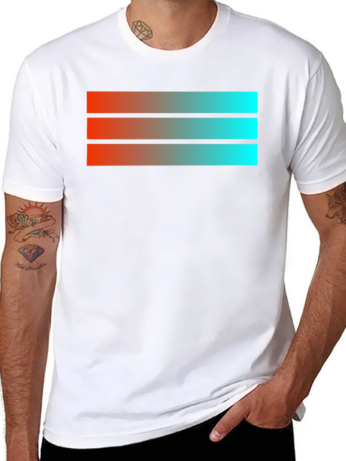 Gradient Stripe Graphic Black T-Shirt