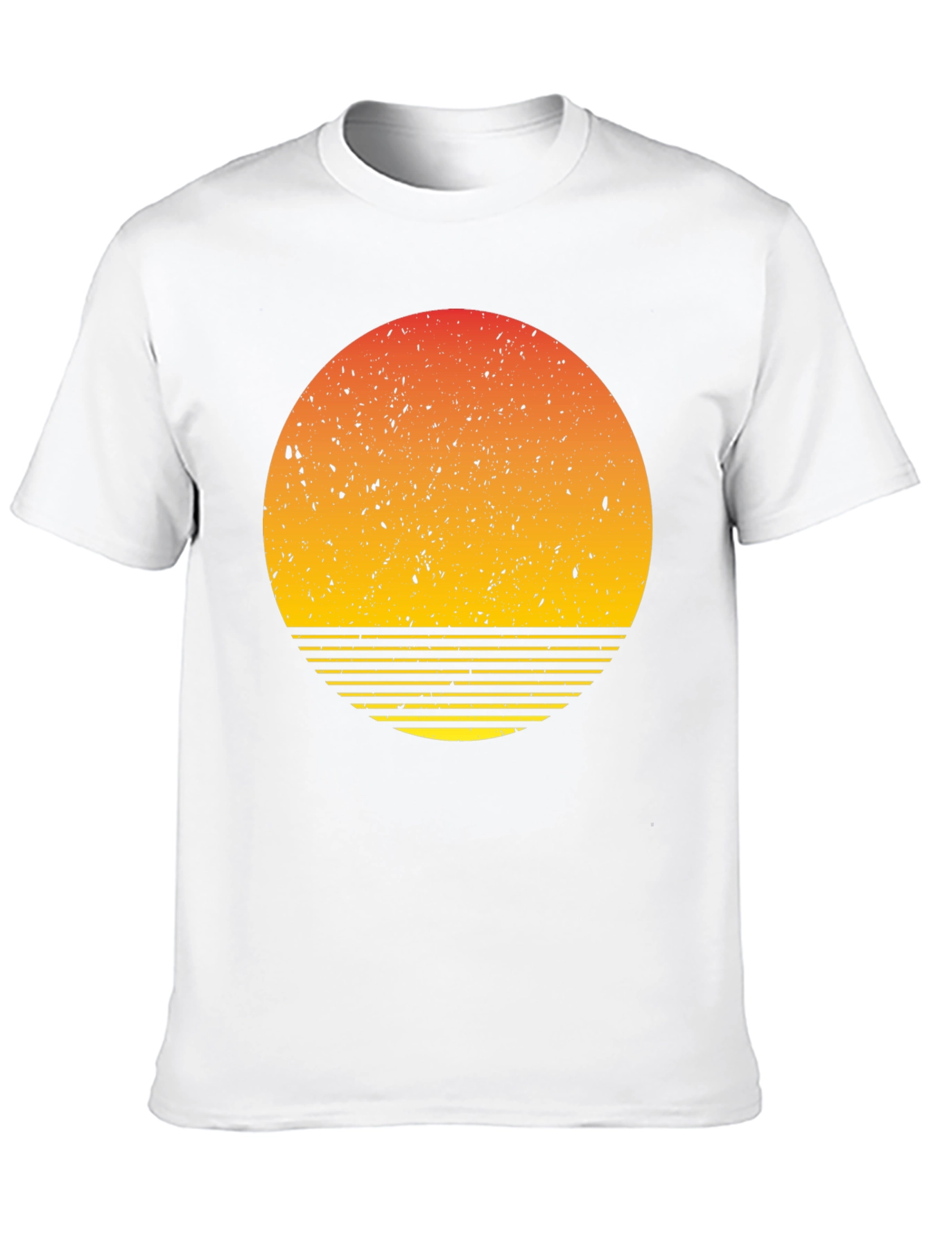 Retro Sunset Graphic Tee - Black Cotton Blend T-Shirt