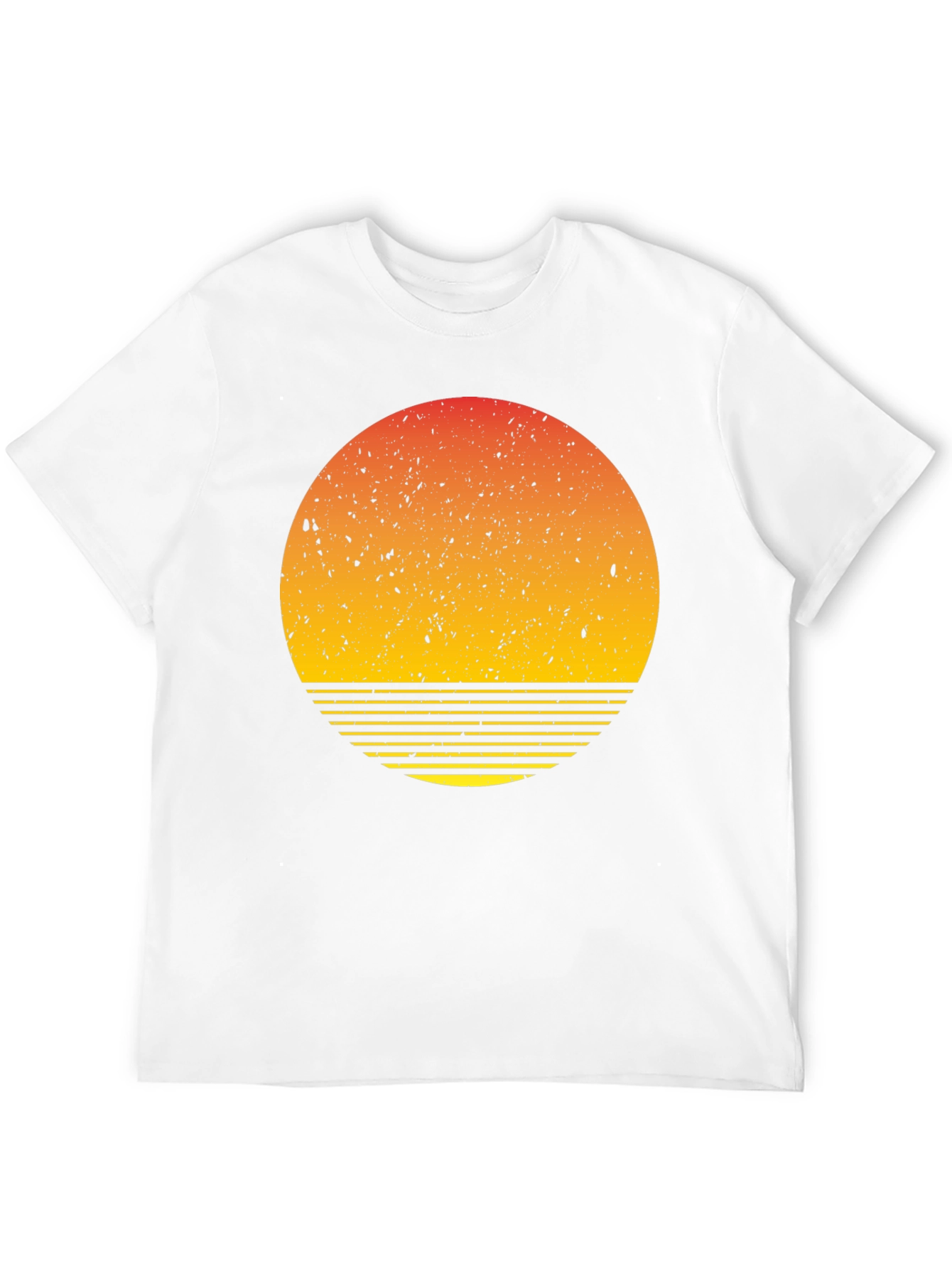 Retro Sunset Graphic Tee - Black Cotton Blend T-Shirt