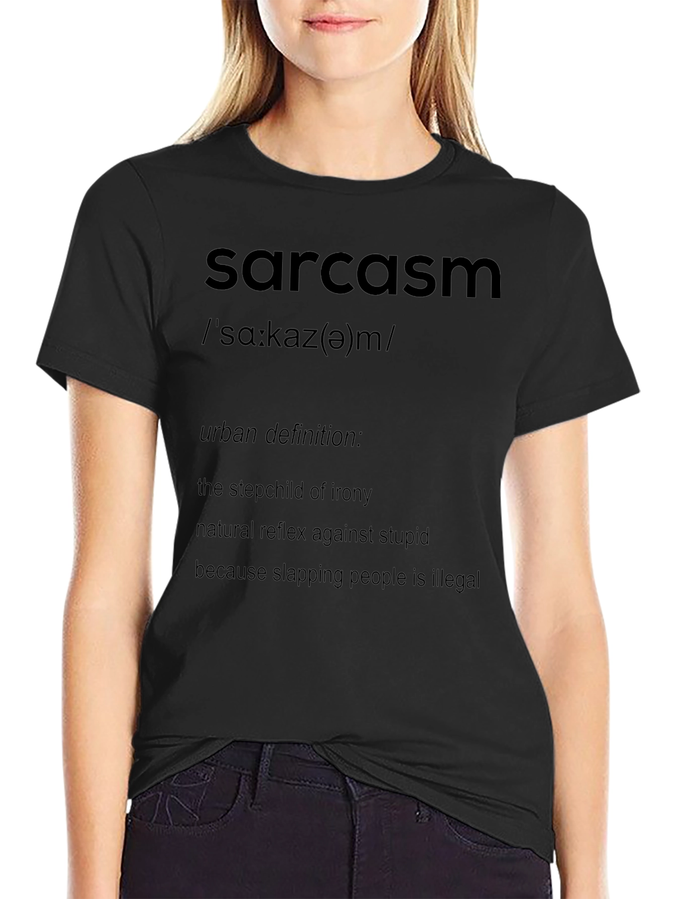 Sarcasm Definition Black T-Shirt - Humorous & Witty