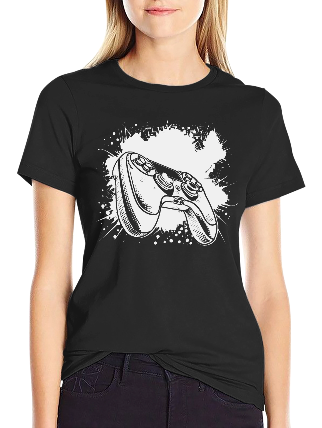 Gamer Controller Graphic Tee - Black Cotton T-Shirt
