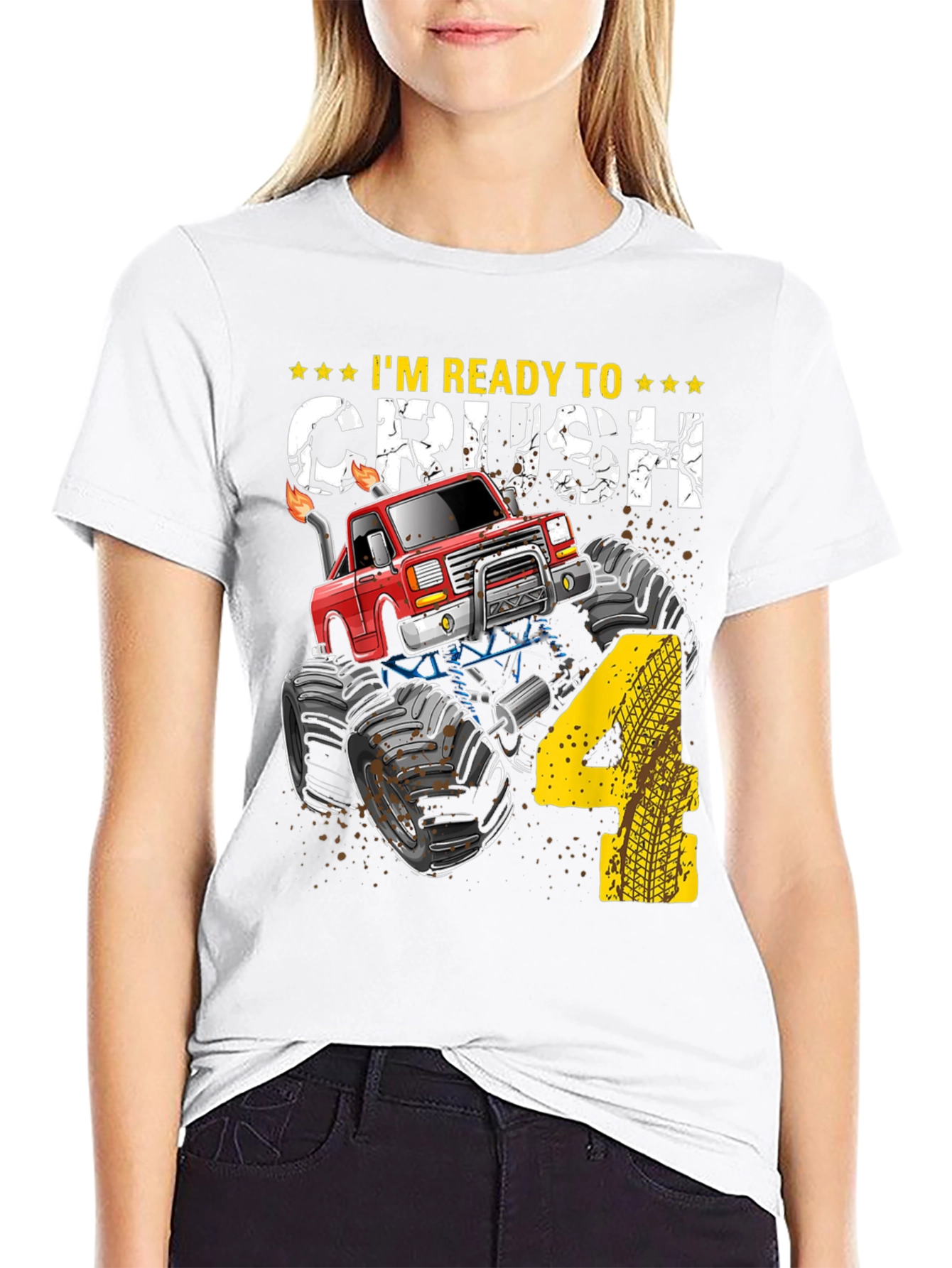 Ready to Crush 4th Birthday Monster Truck T-Shirt