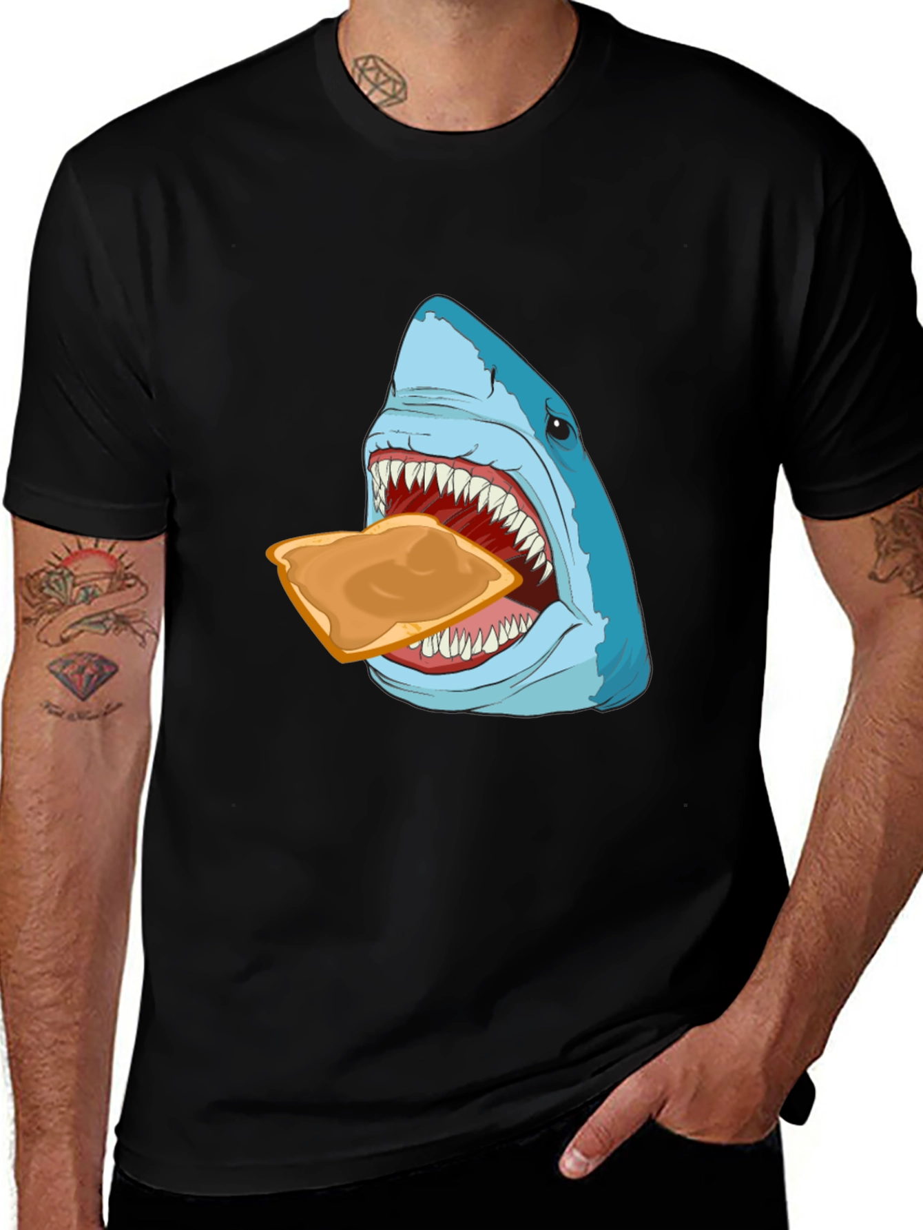 Shark Eating Toast Graphic Tee