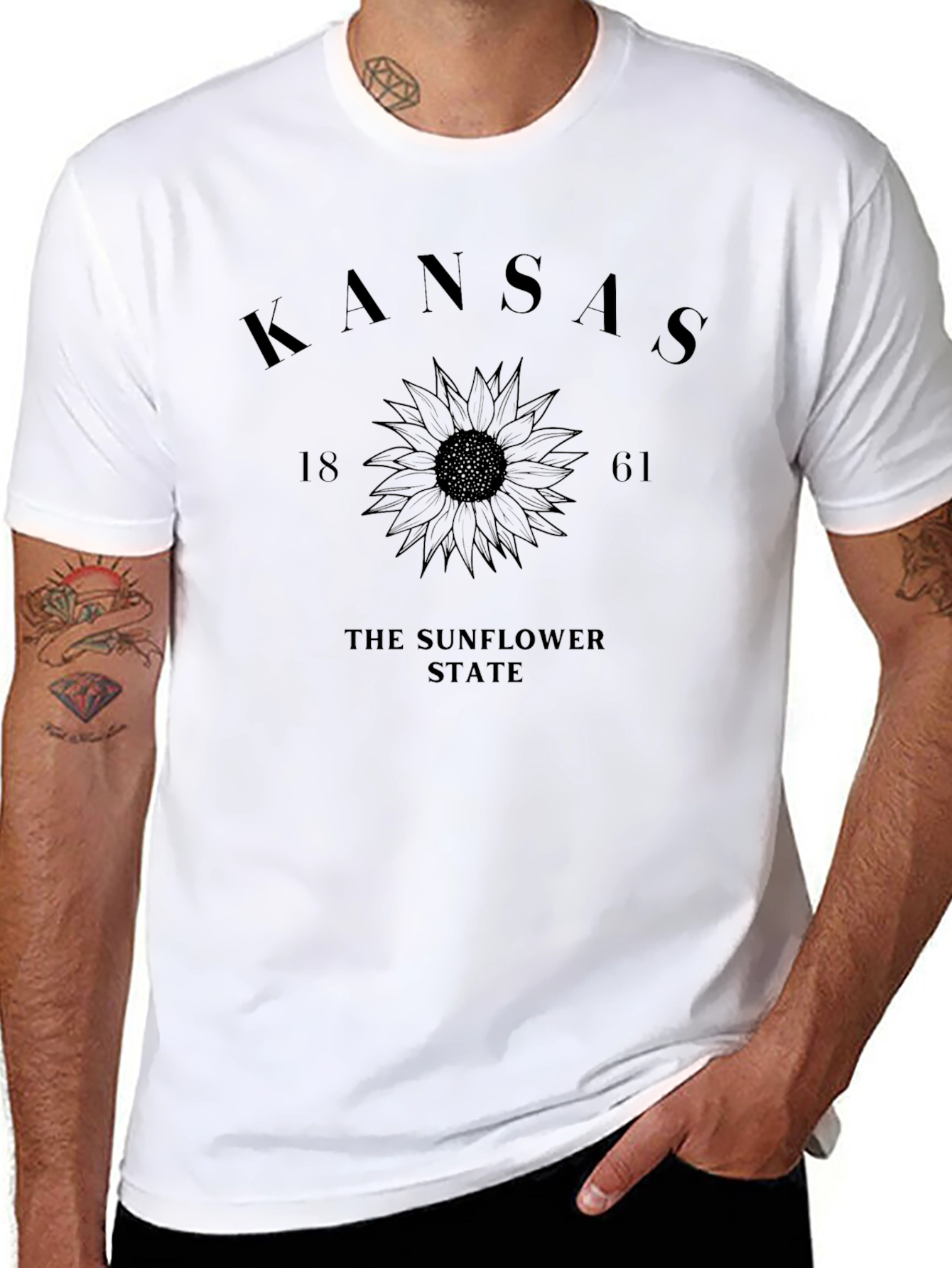 Kansas Sunflower State Graphic Tee - Black