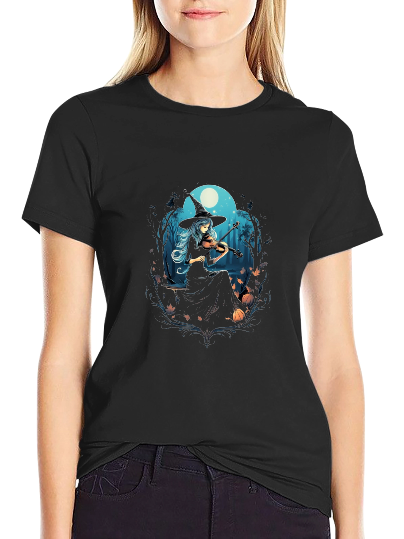 Witch Violinist Tee - Spooky Season Style