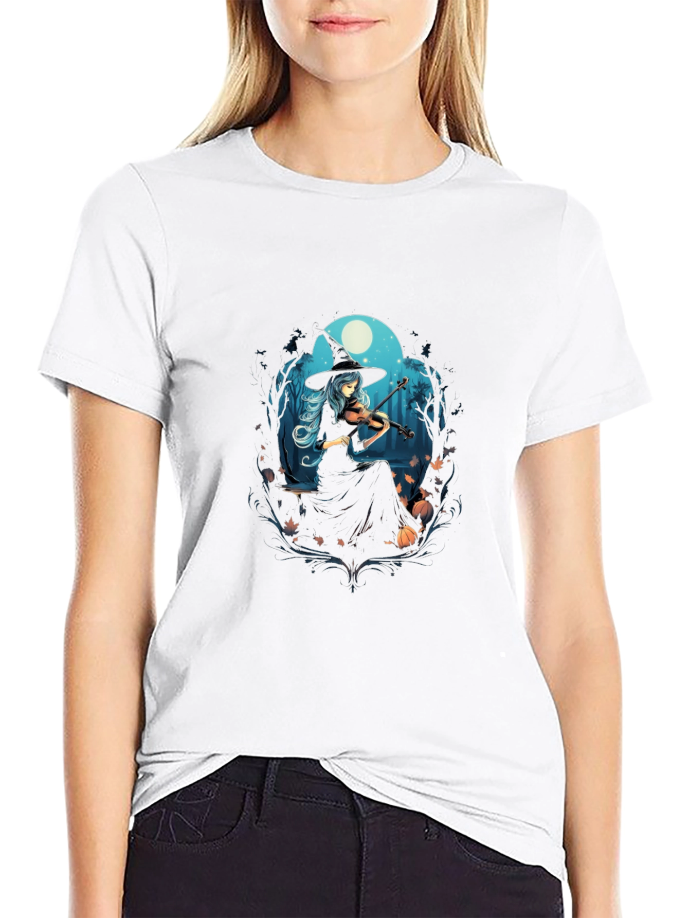 Witch Violinist Tee - Spooky Season Style