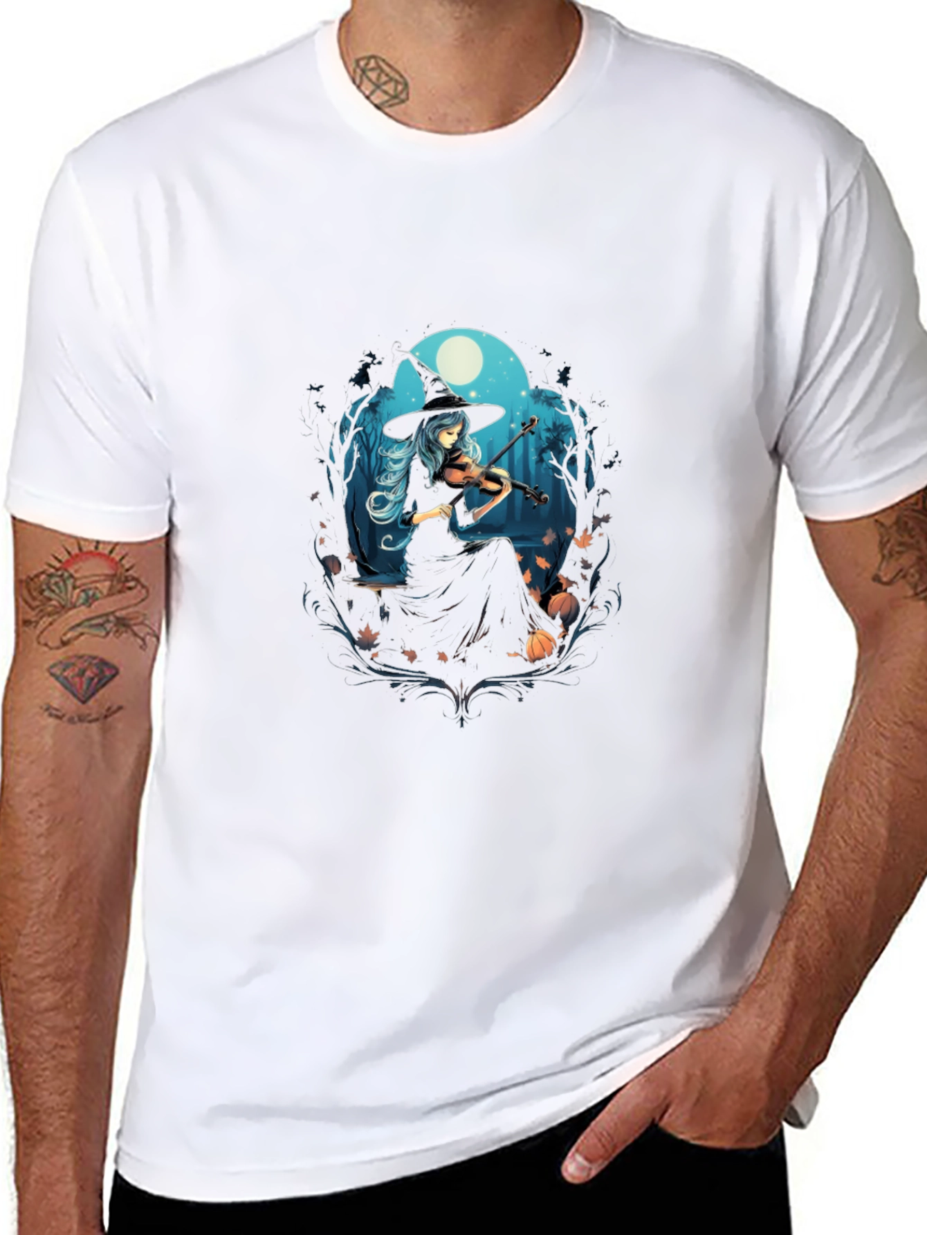 Witch Violinist Tee - Spooky Season Style