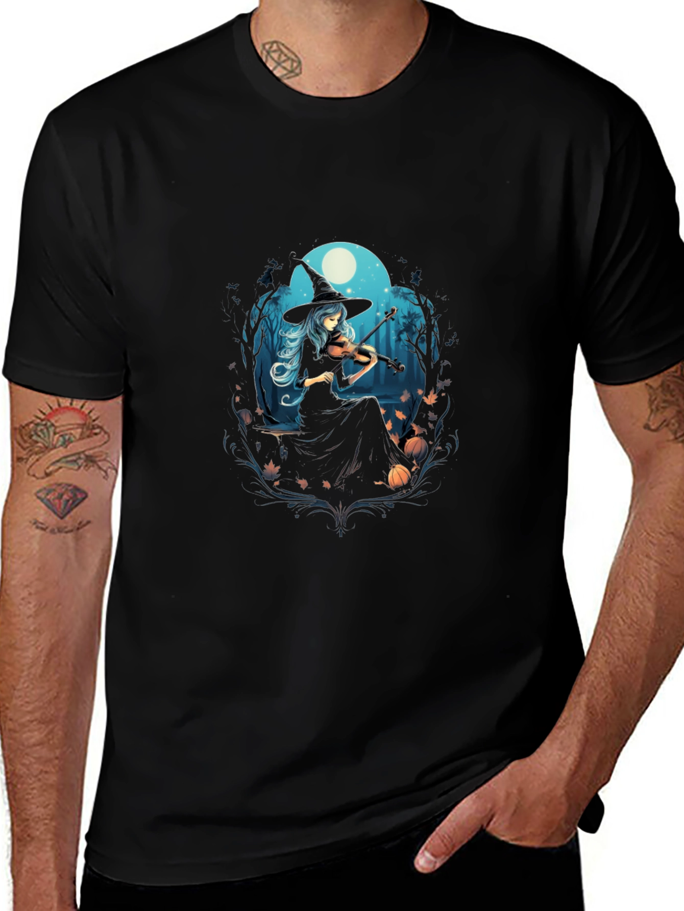 Witch Violinist Tee - Spooky Season Style