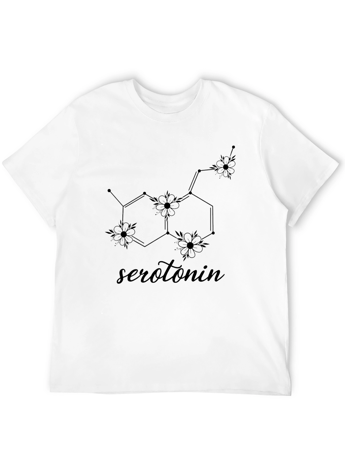 Serotonin Molecule Floral Graphic T-Shirt