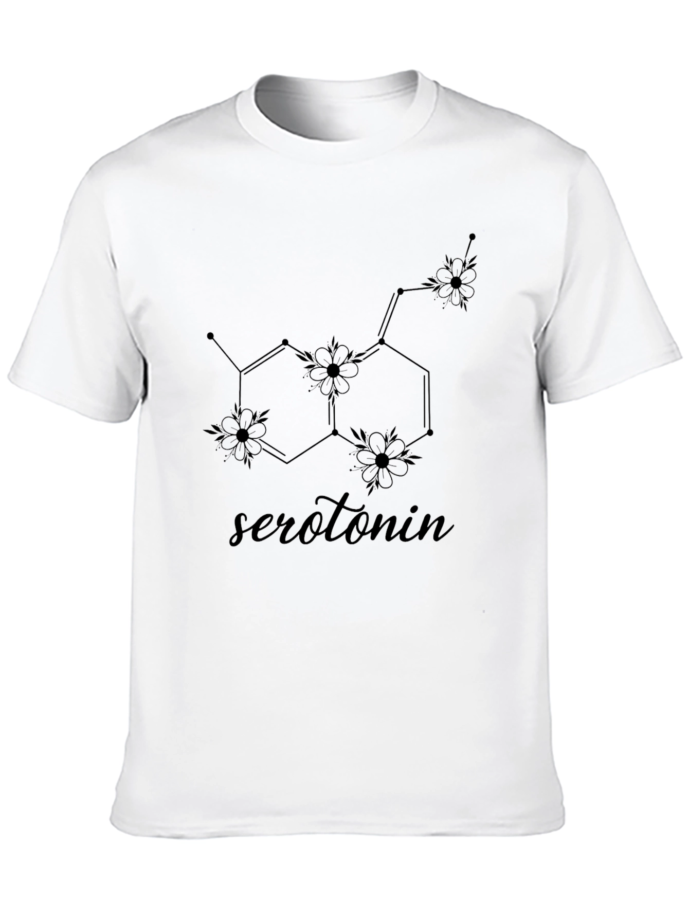 Serotonin Molecule Floral Graphic T-Shirt