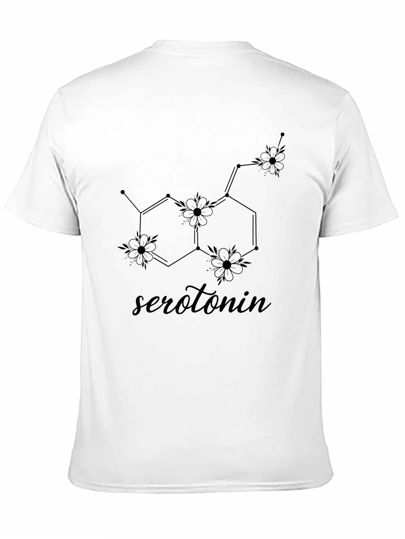 Serotonin Molecule Floral Graphic T-Shirt