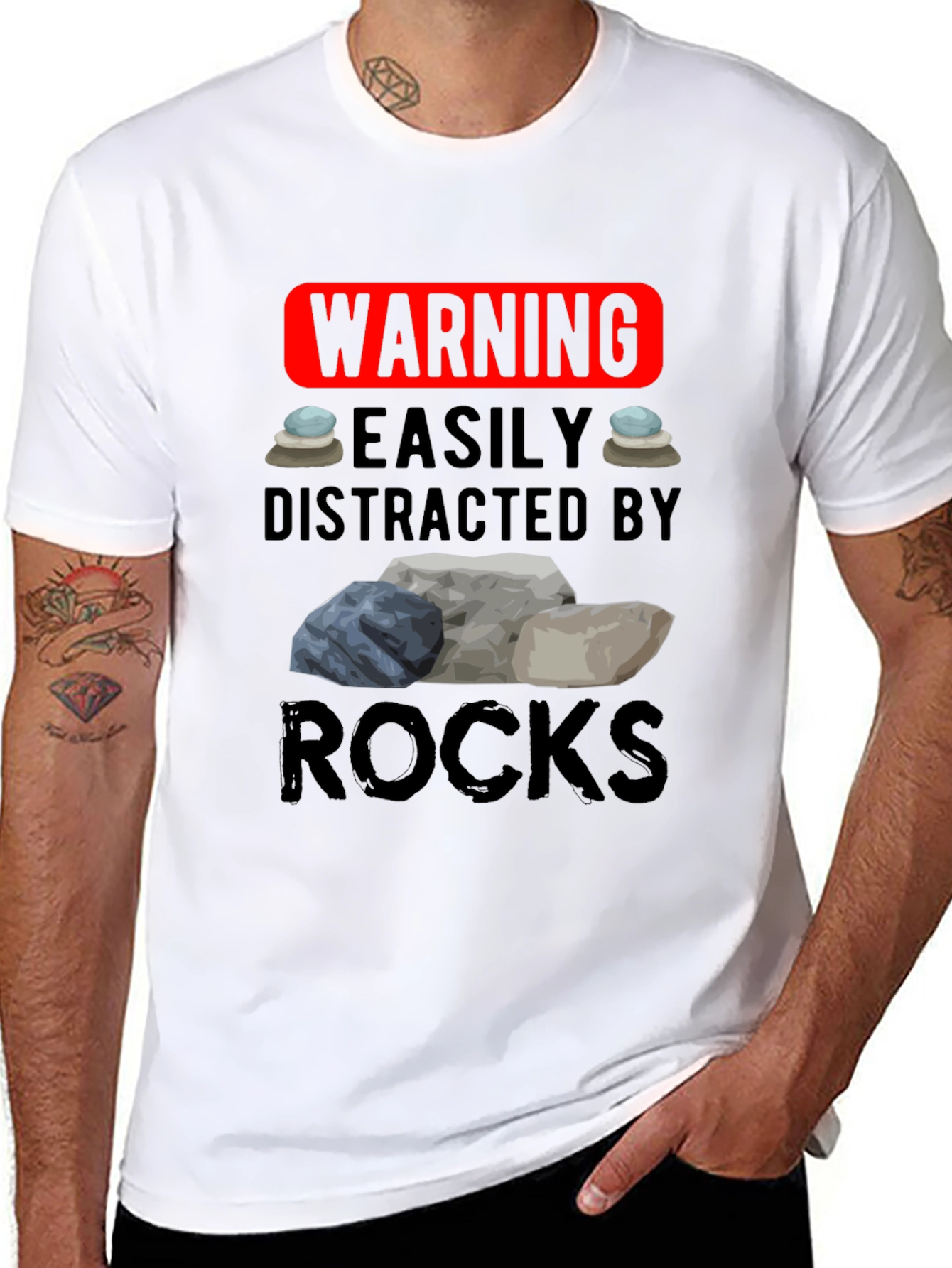 Warning: Easily Distracted by Rocks T-Shirt