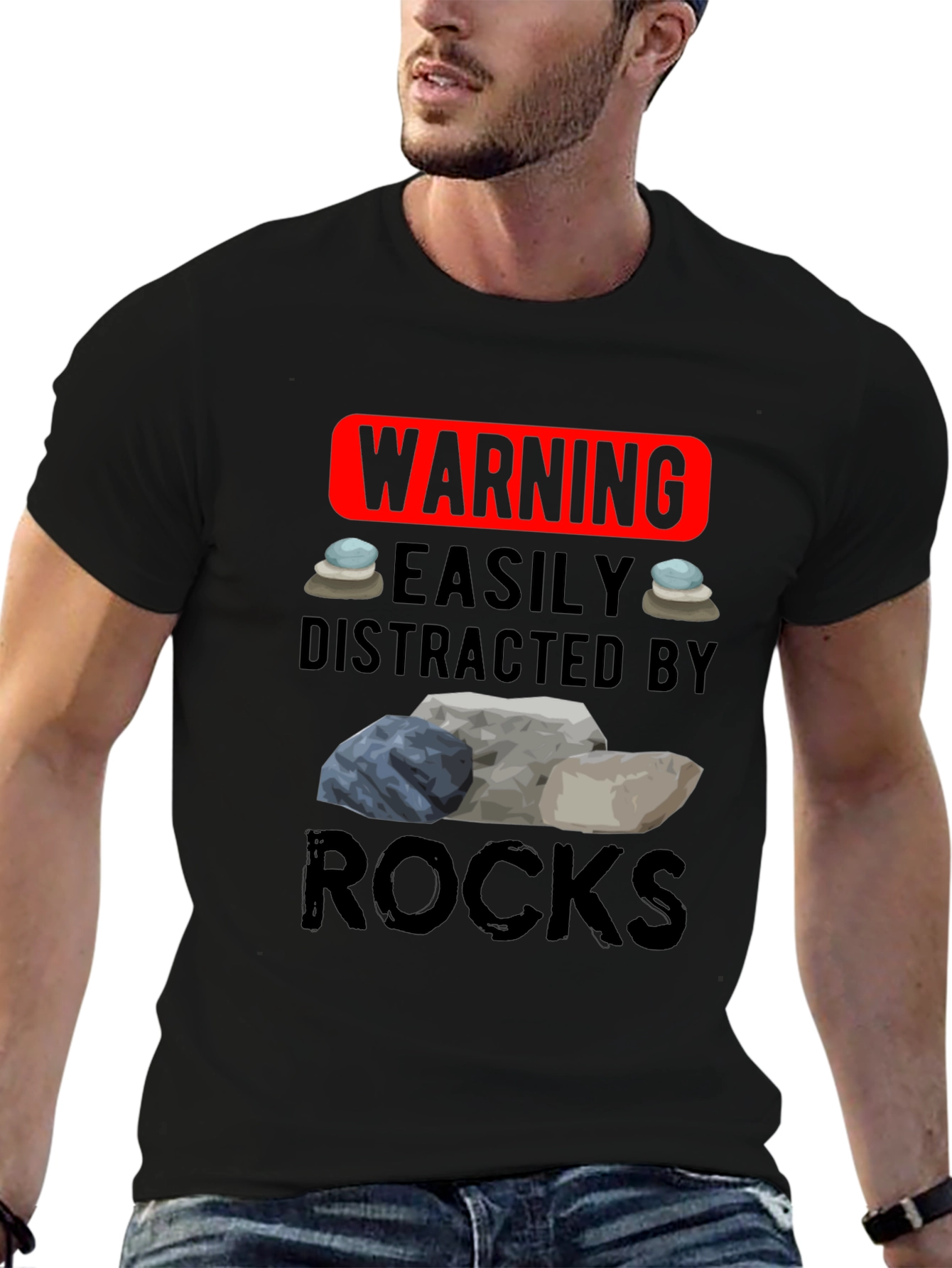 Warning: Easily Distracted by Rocks T-Shirt