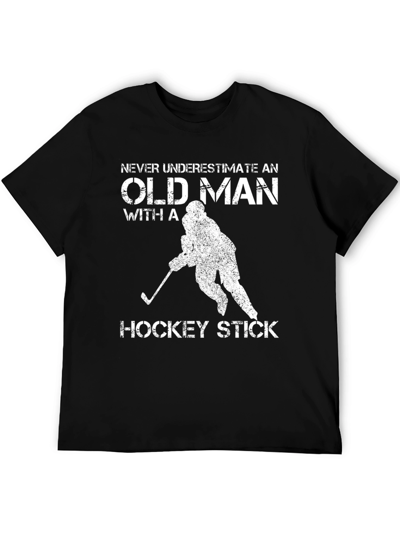Old Man Hockey Stick Graphic T-Shirt