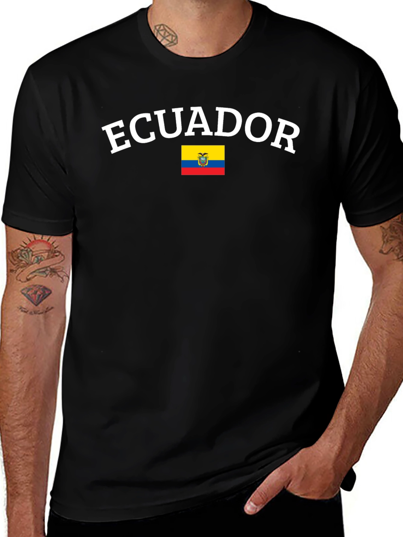 Ecuador Flag Graphic T-Shirt - Black