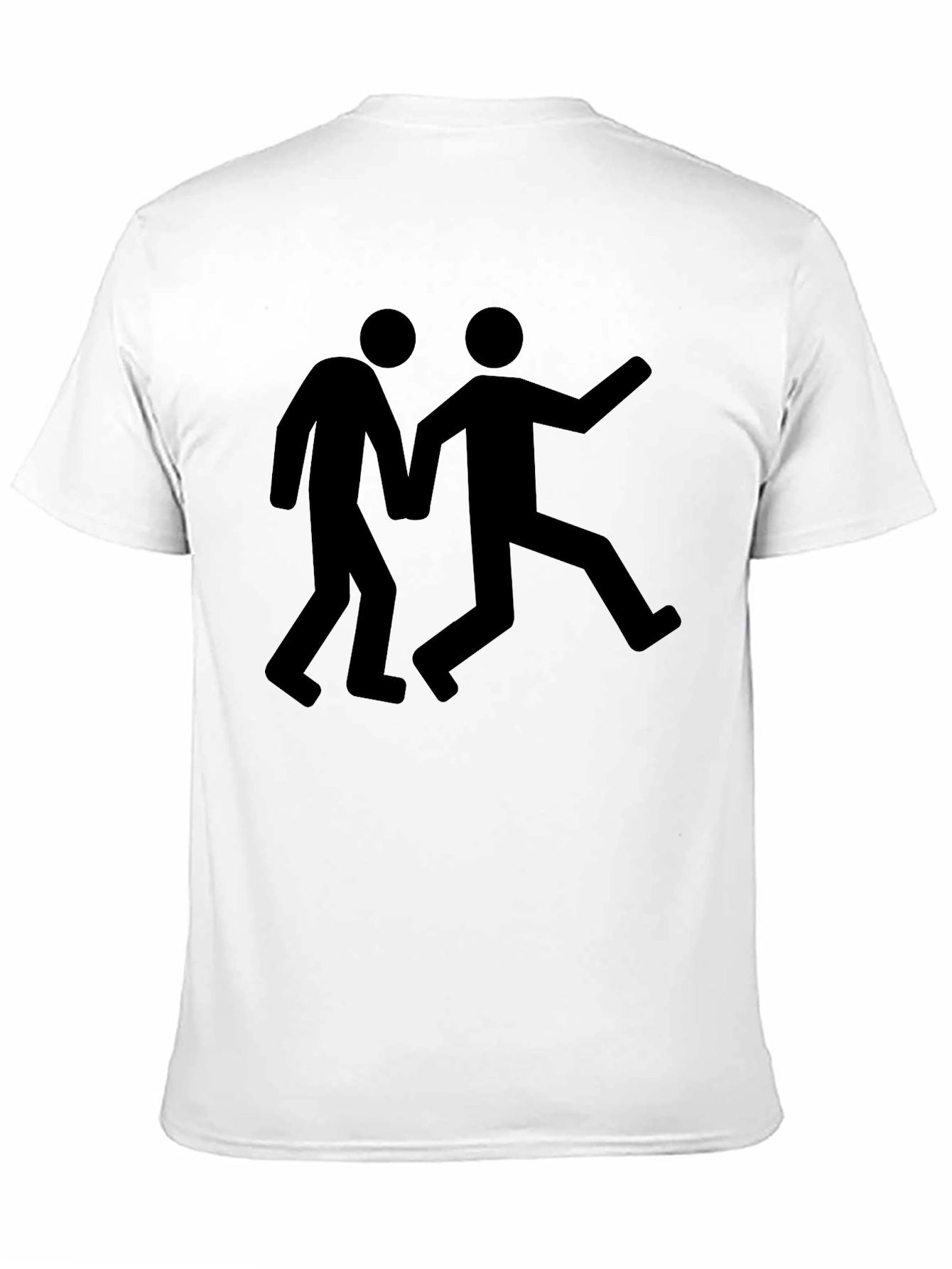 Mens Black Graphic Tee: Stick Figure Escape