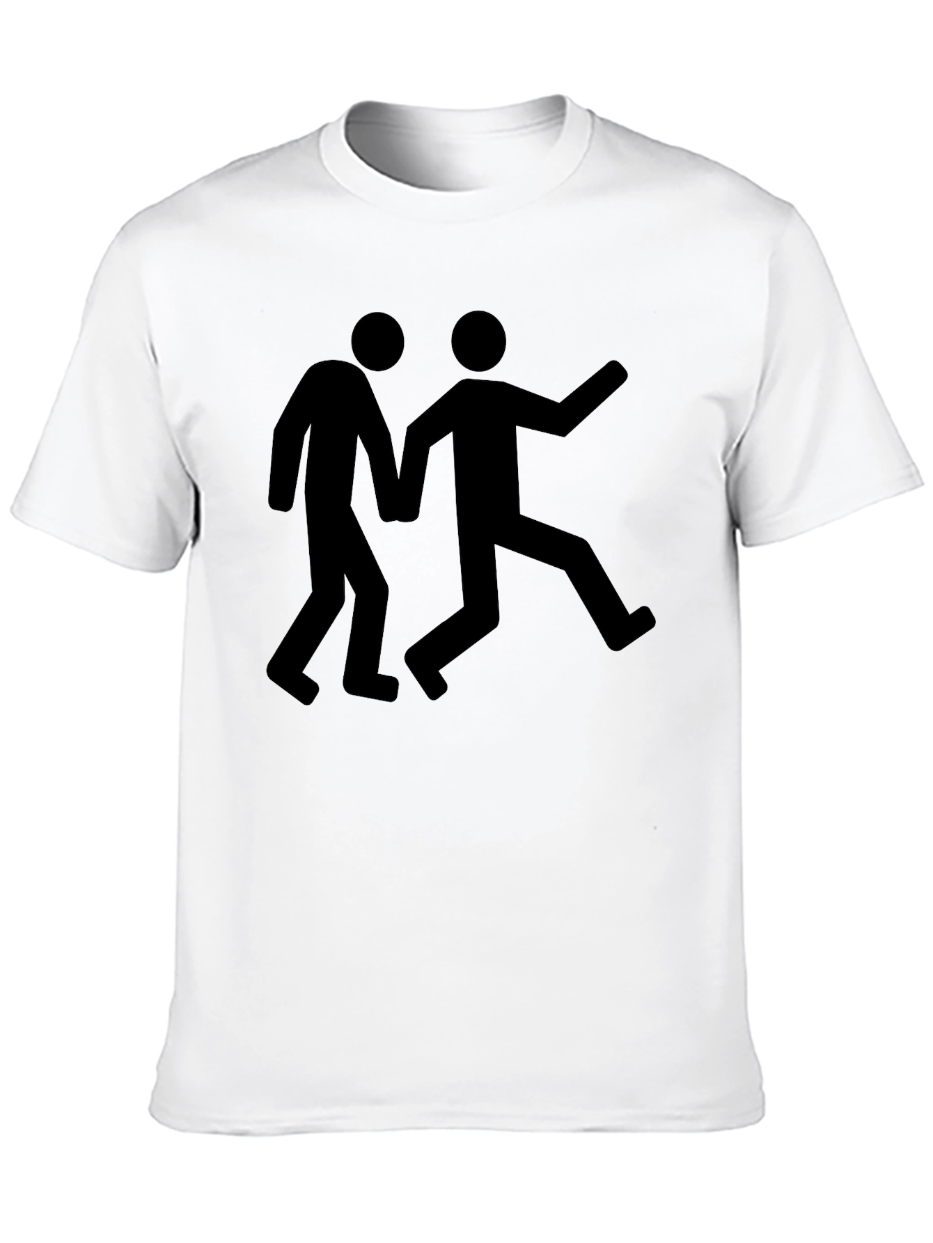 Mens Black Graphic Tee: Stick Figure Escape