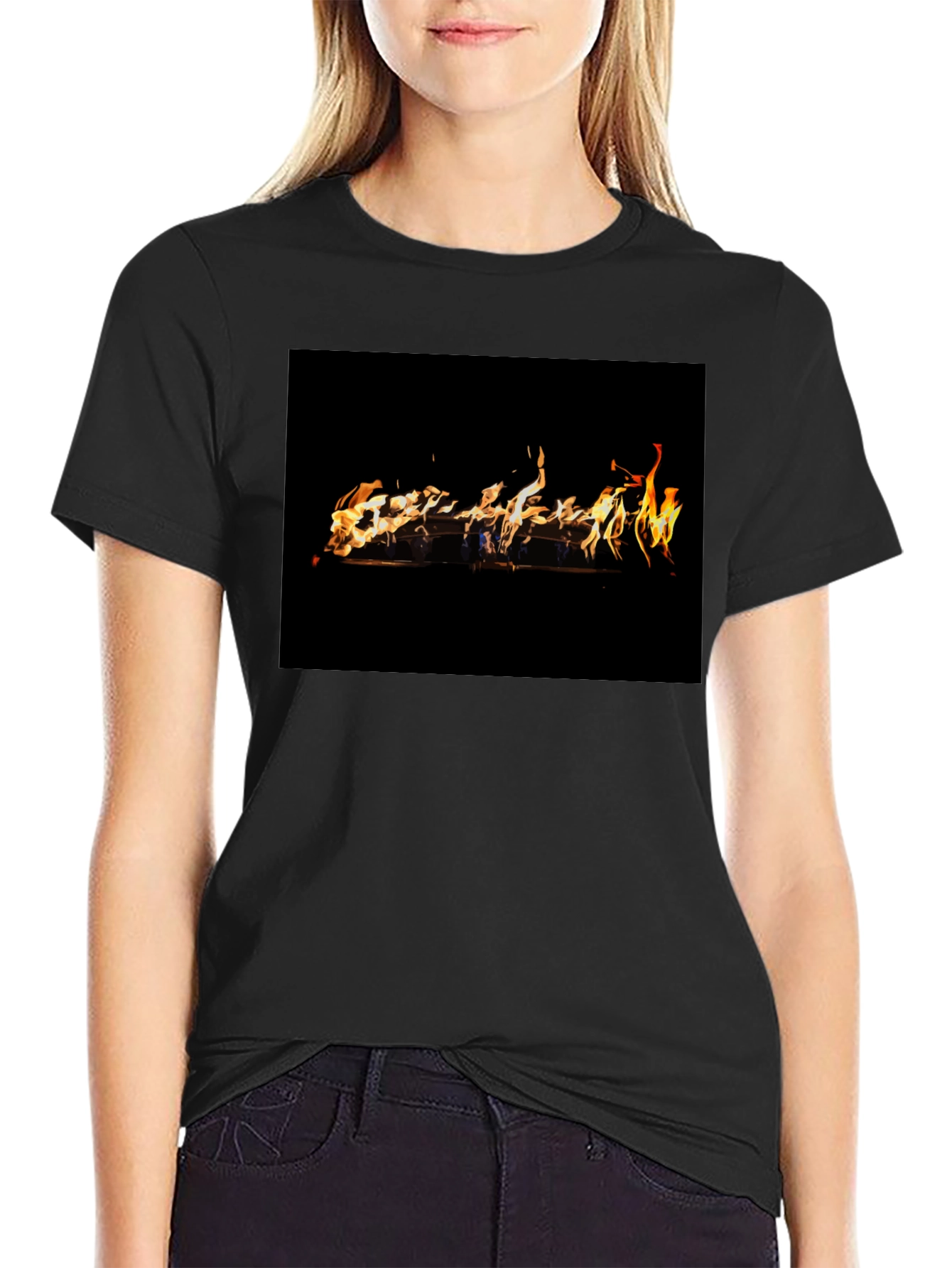 Fiery Graphic Black T-Shirt