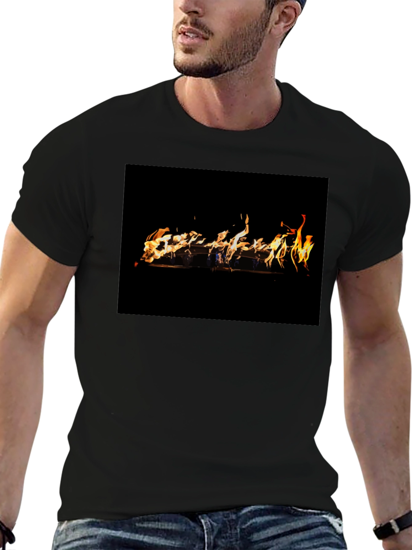 Fiery Graphic Black T-Shirt