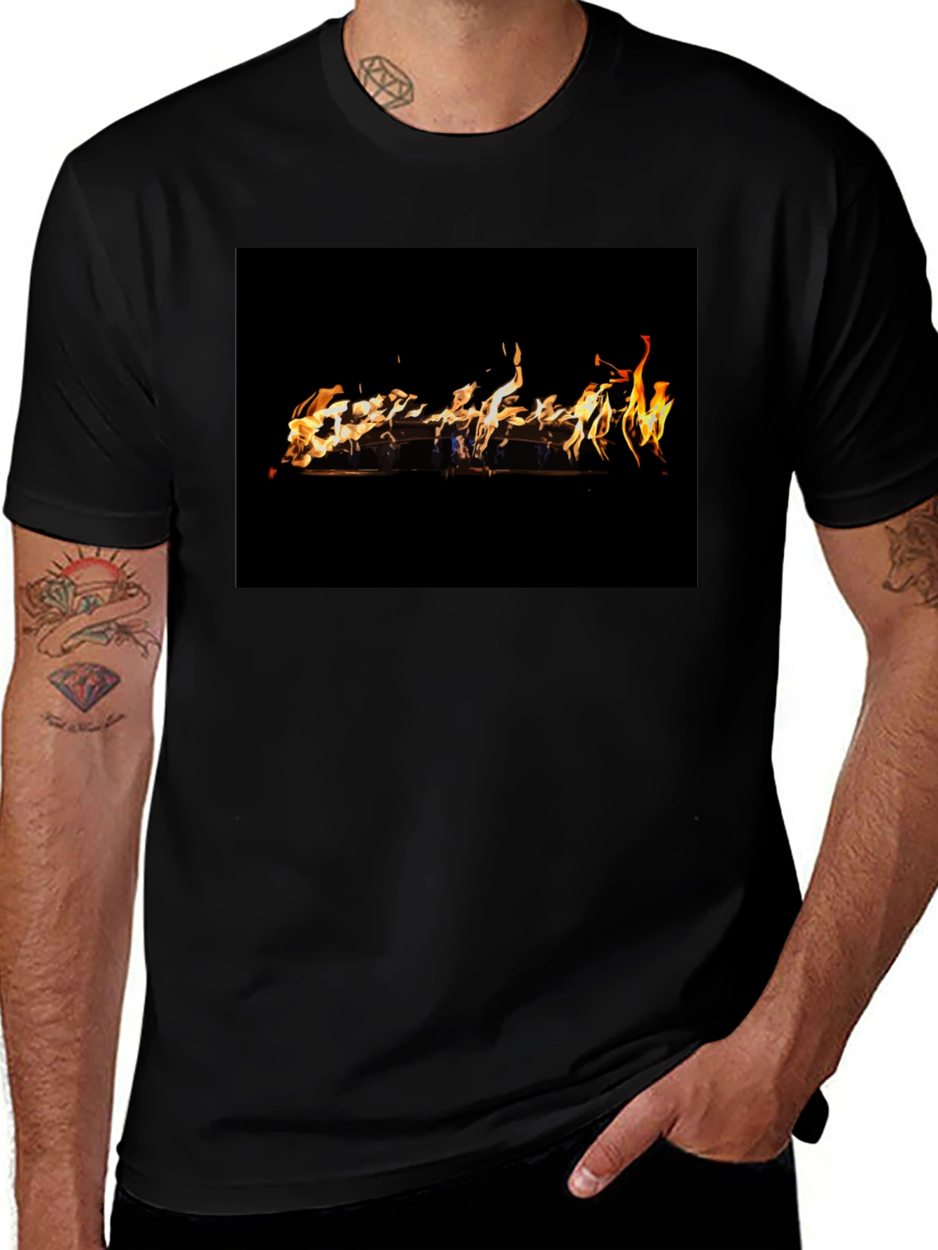 Fiery Graphic Black T-Shirt