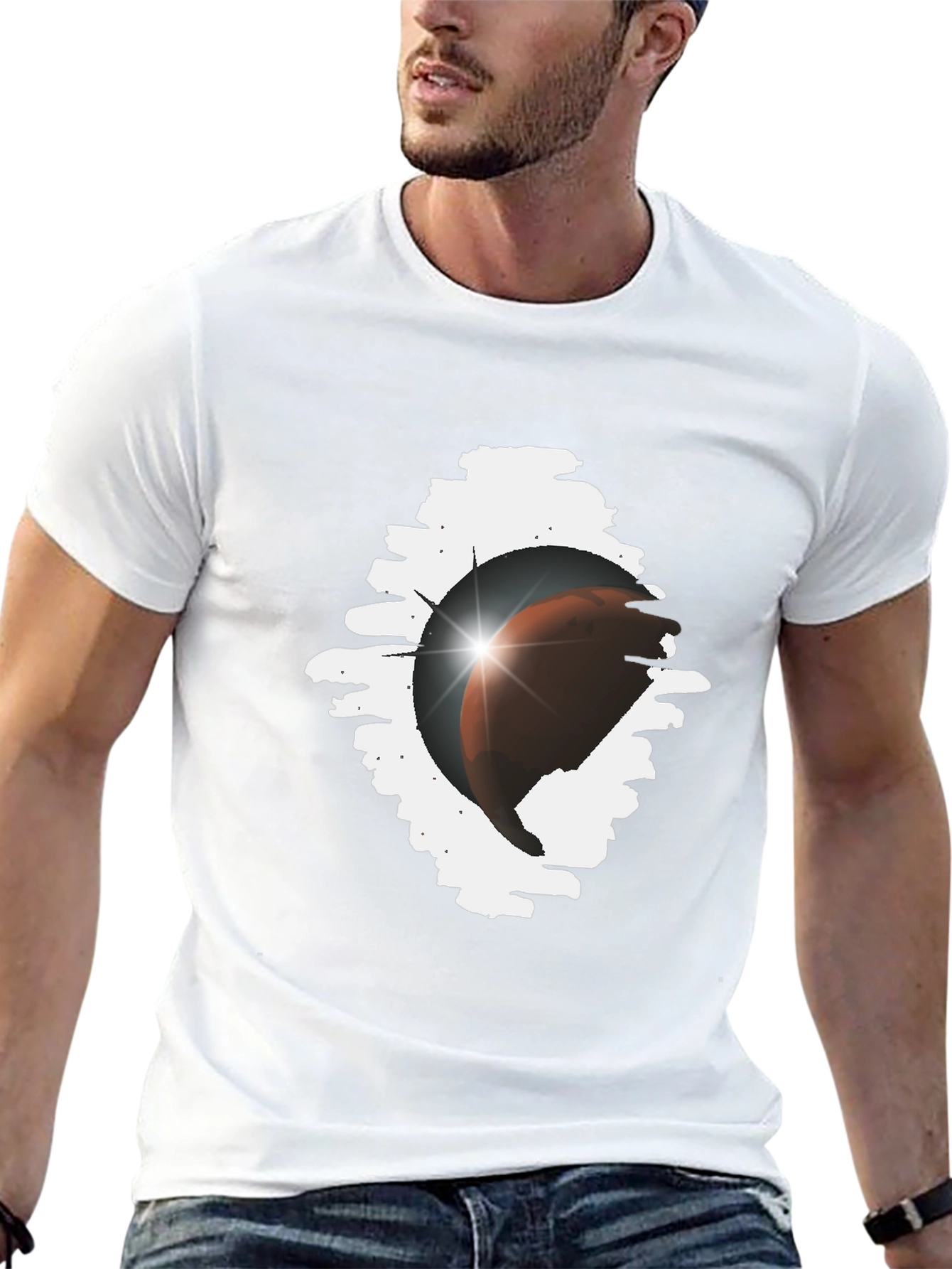 Astronaut Mars T-Shirt Black Cotton Tee